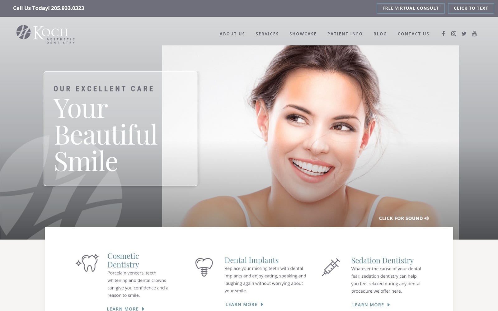 The Screenshot of Koch Aesthetic Dentistry - The Dental Spa kochaesthetics.com Dr. J. Paul Koch Website