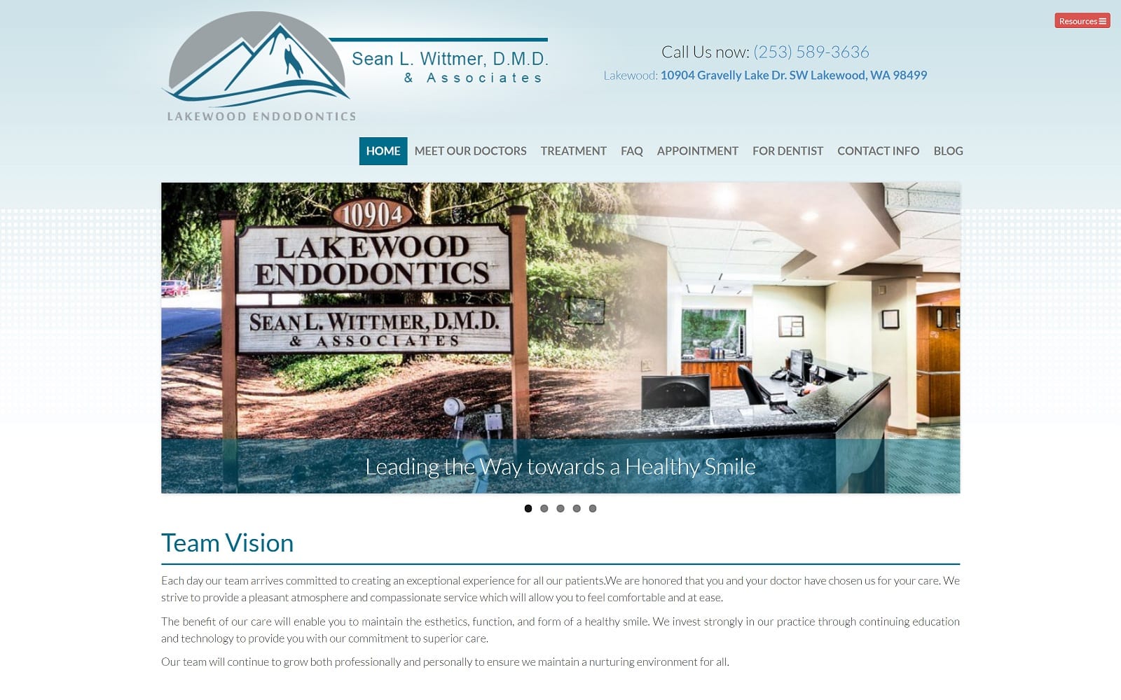 The Screenshot of Lakewood Endodontics lakewood-endodontics.com Dr. Sean Wittmer Website
