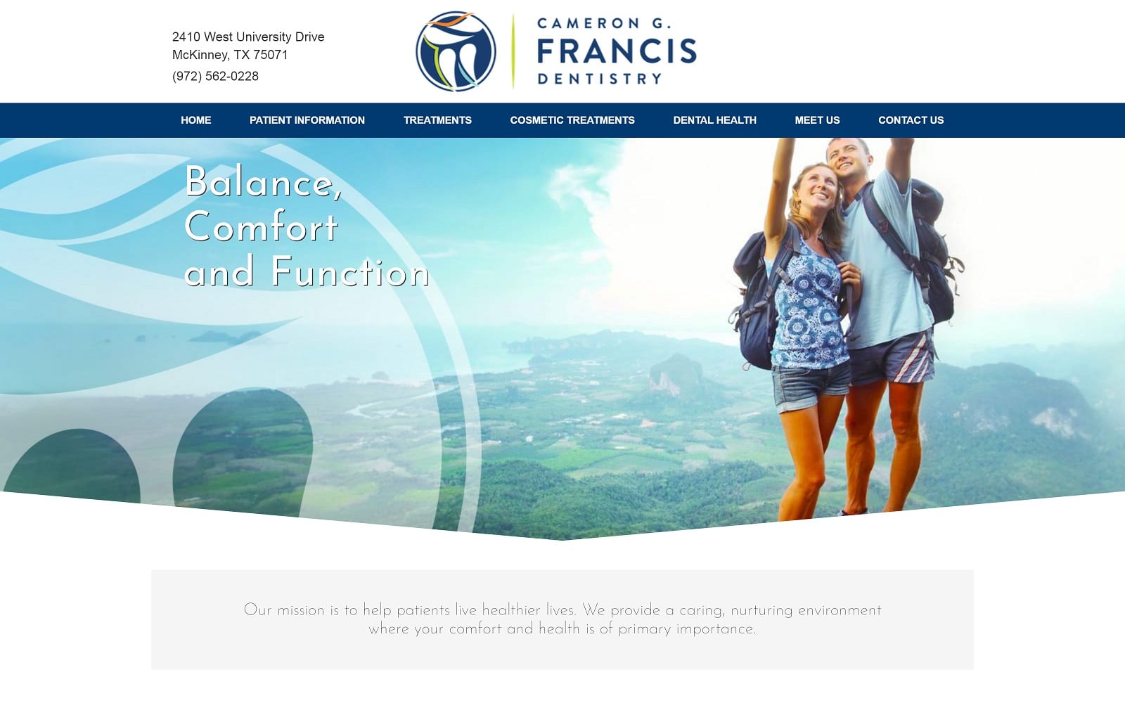 The Screenshot of Cameron G. Francis, DDS mckinneydentaloffice.com Website