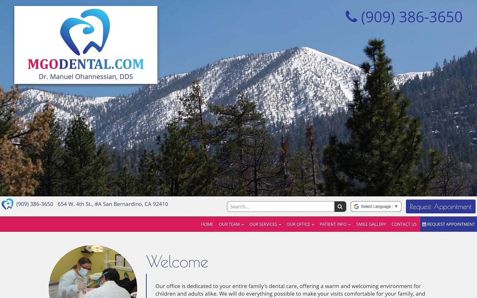 The Screenshot of MGO Dental mgodental.com Dr. Manuel Ohannessian Website