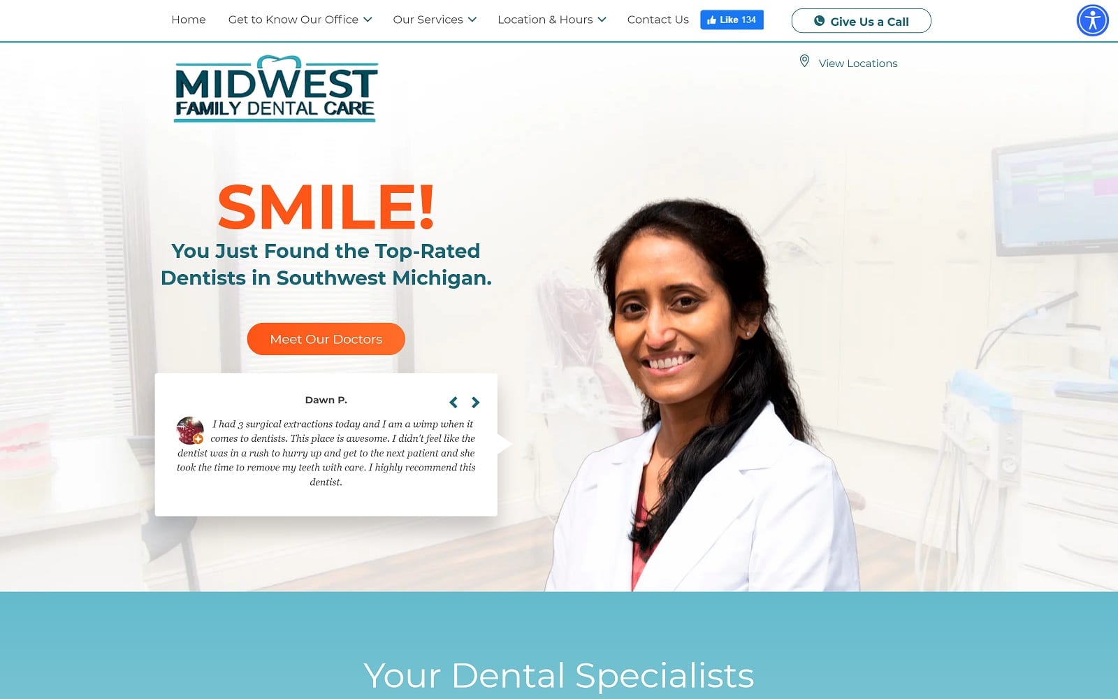 The Screenshot of Midwest Family Dental Care midwestfamilydentalcare.com Website