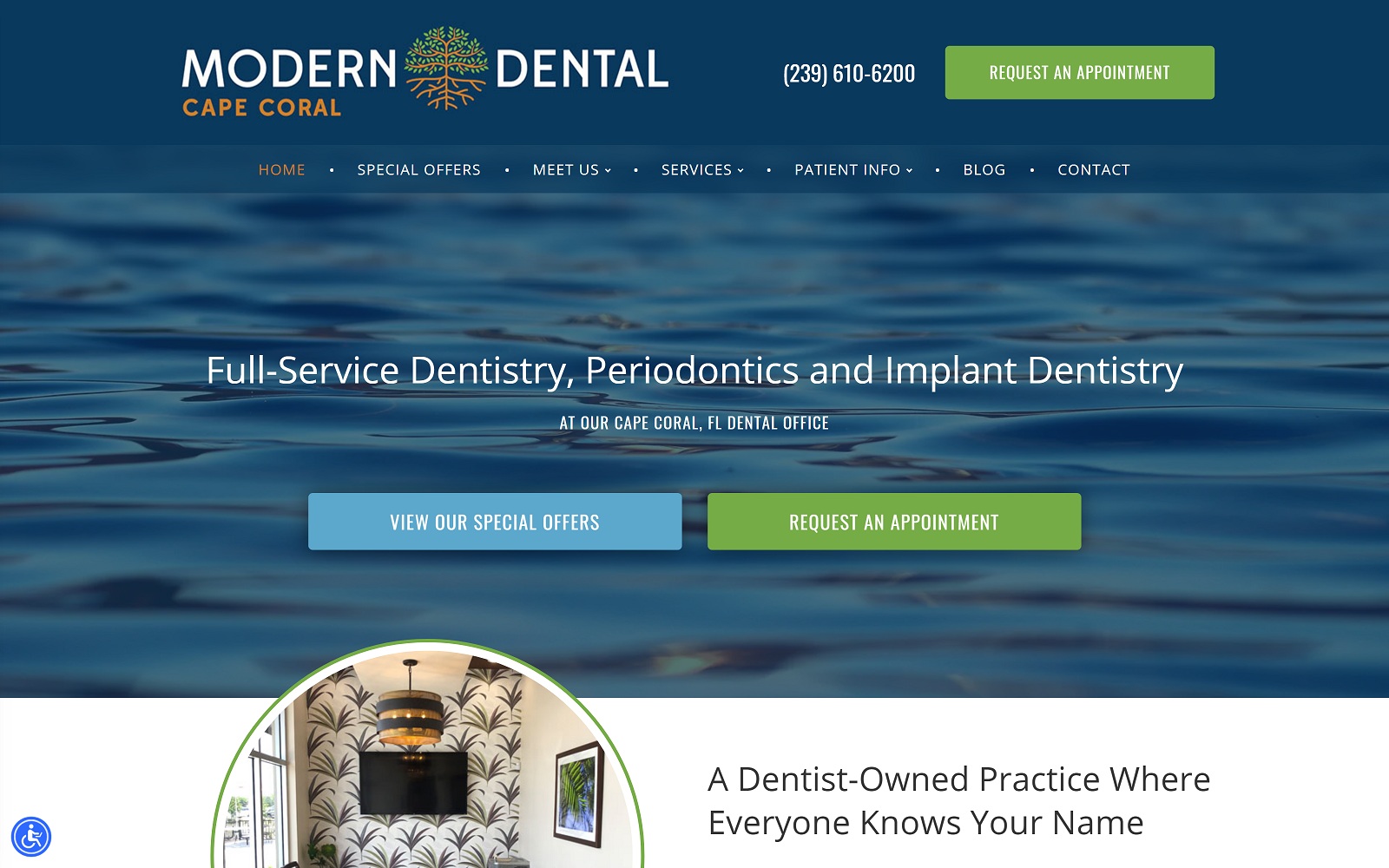 The Screenshot of Modern Dental Cape Coral moderndentalcapecoral.com Website