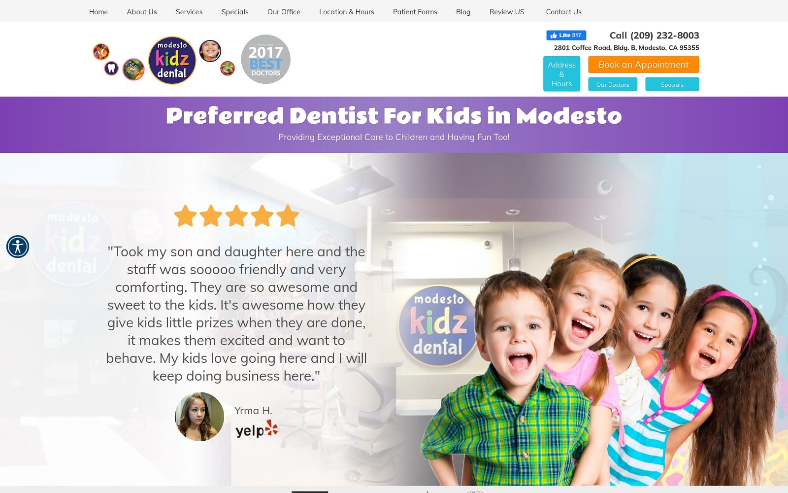 The Screenshot of Modesto Kidz Dental modestokidzdental.com Website
