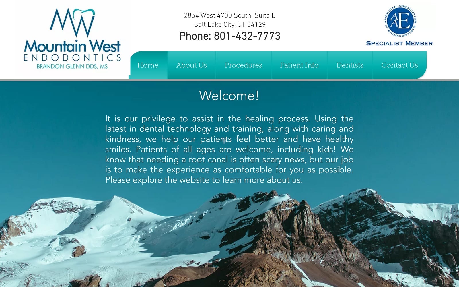 The Screenshot of Mountain West Endodontics: Brandon Glenn DDS PLLC mtnwestendodontics.com Website