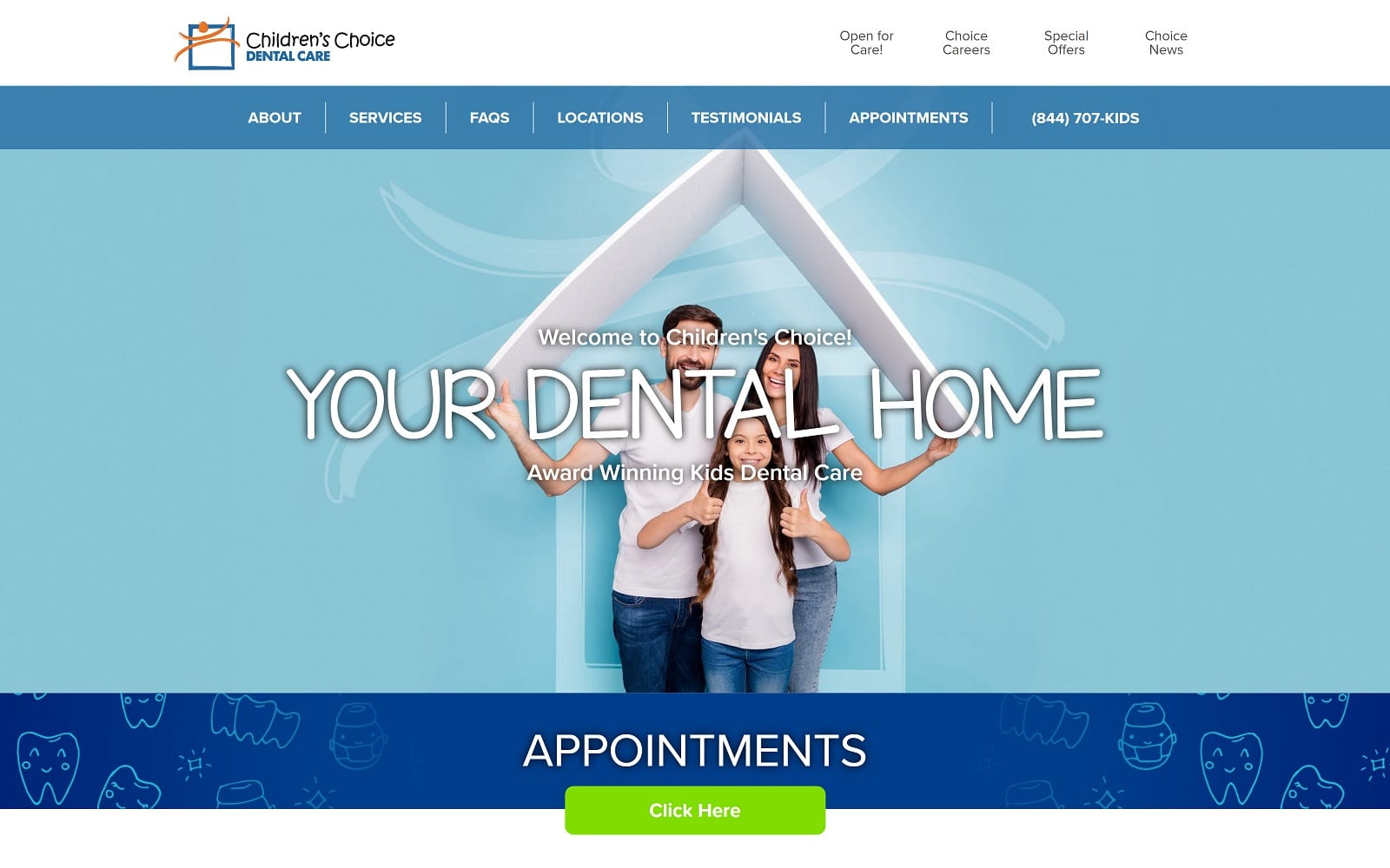 The Screenshot of Children's Choice Dental Care mychildrenschoice.com Website