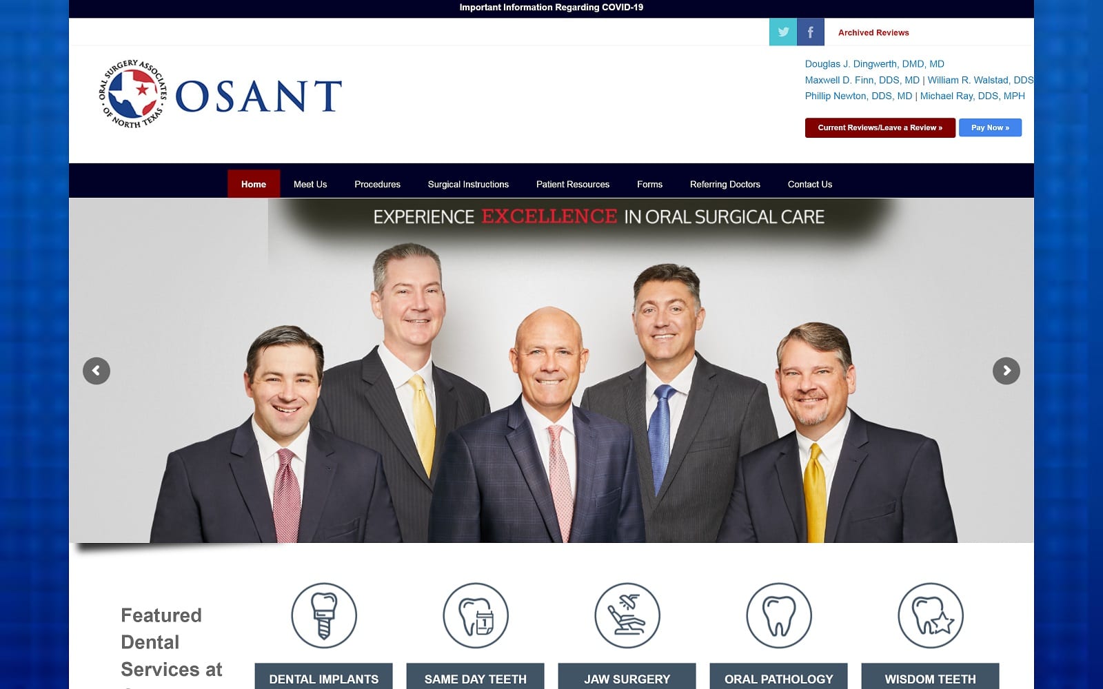 The Screenshot of Oral Surgery Associates of North Texas northtexasoralsurgery.com Website