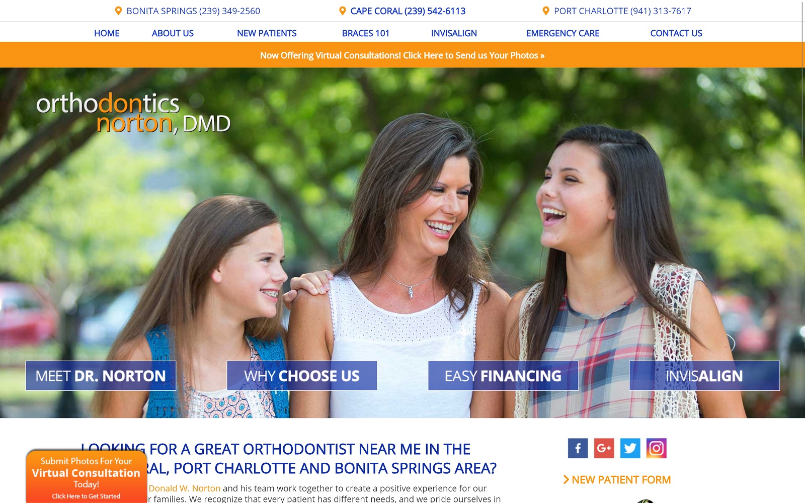 The Screenshot of Norton Orthodontics - Dr. Donald Norton nortonorthodontics.com Website