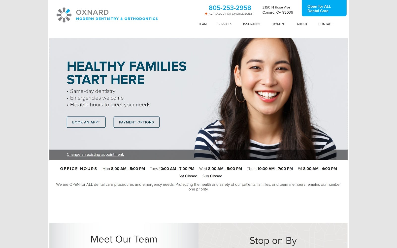 The Screenshot of Oxnard Modern Dentistry and Orthodontics oxnardmoderndentistry.com Website