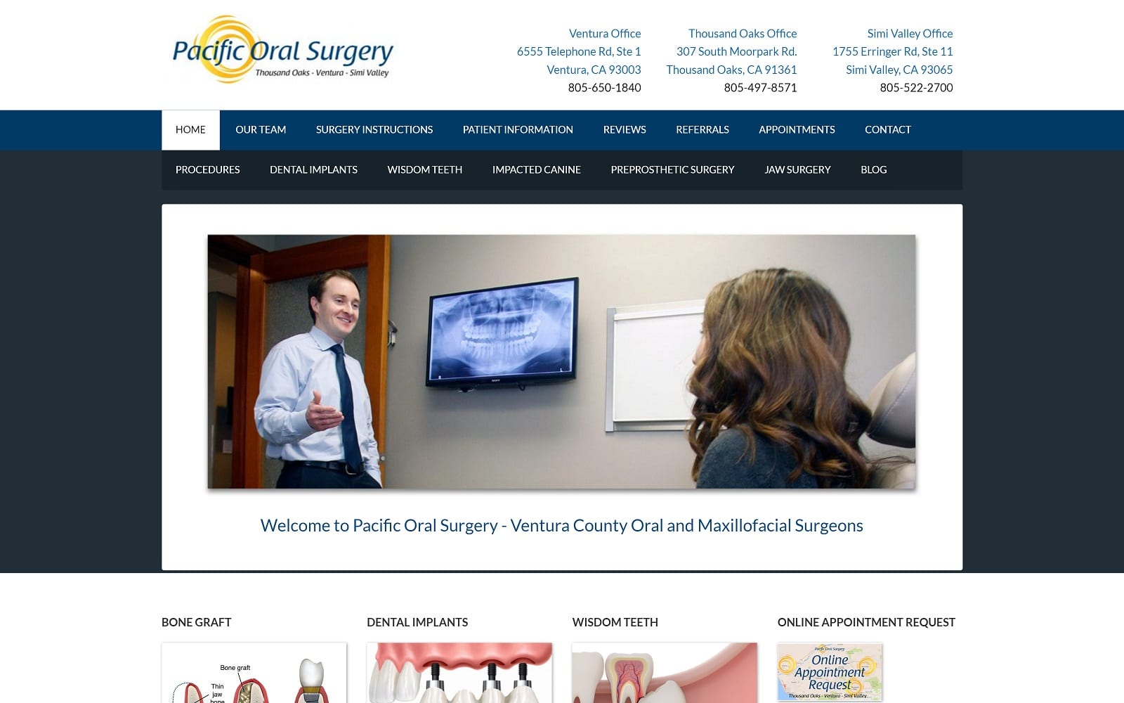 The Screenshot of Pacific Oral Surgery - Dr. Jacobs pacificoralsurgeon.com Website