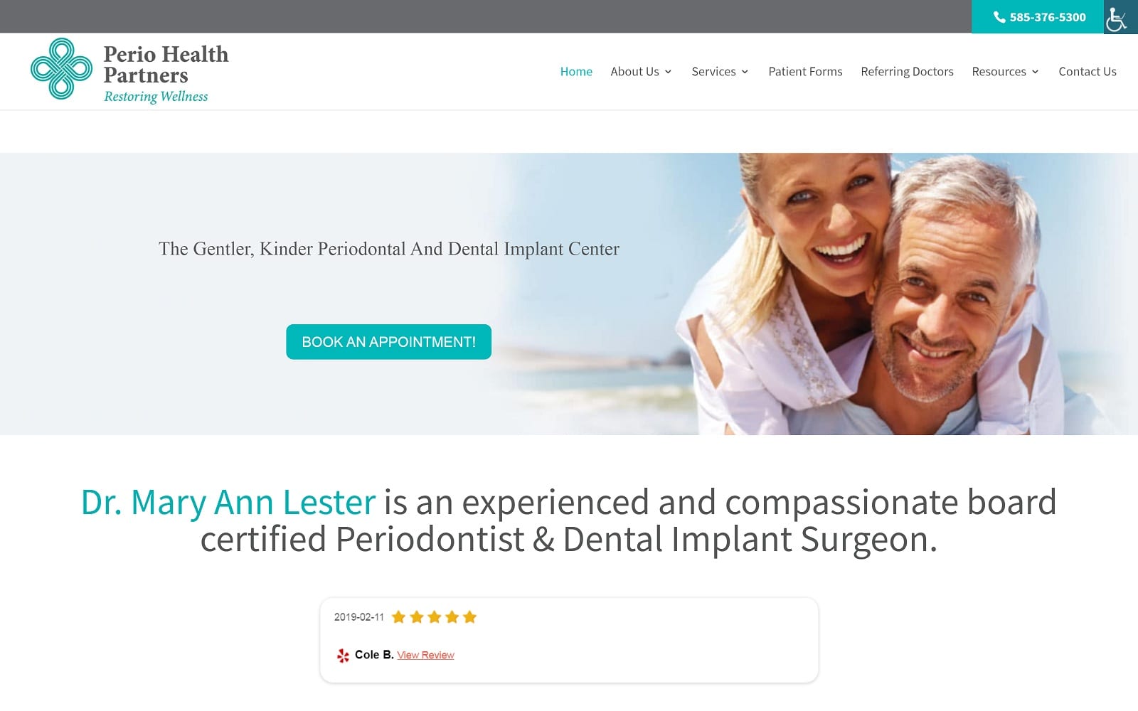 The Screenshot of Mary Ann Lester, Dental Implants Periodontist periohealthpartners.com Website