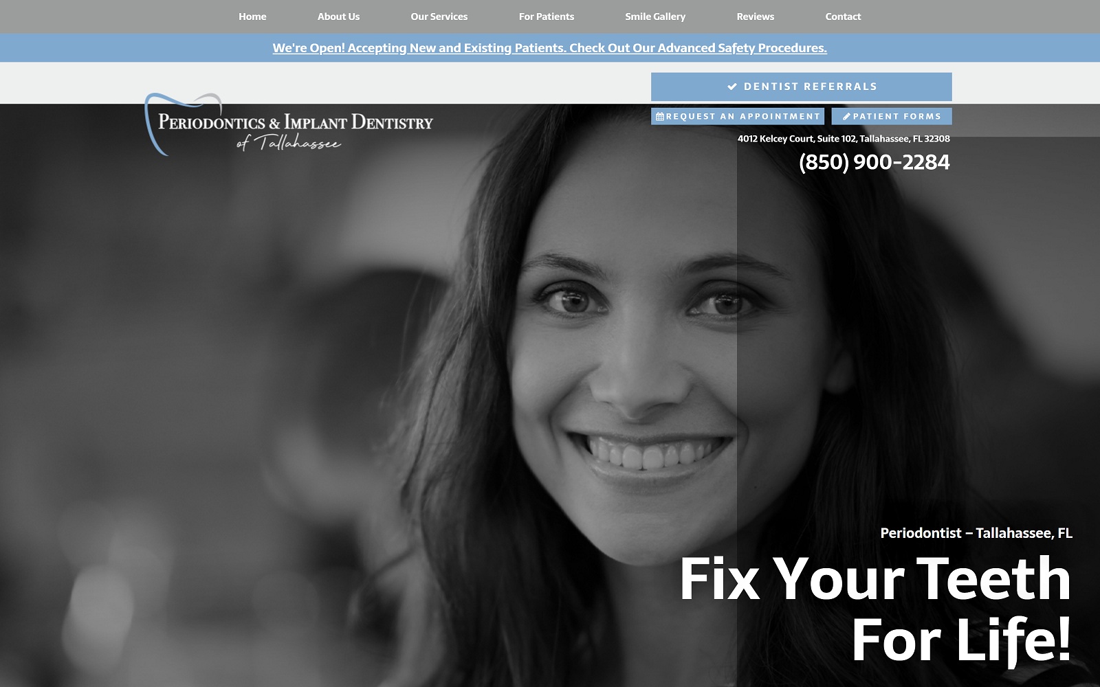 The Screenshot of Periodontics & Implant Dentistry of Tallahassee periotally.com Dr. Rasmussen Website