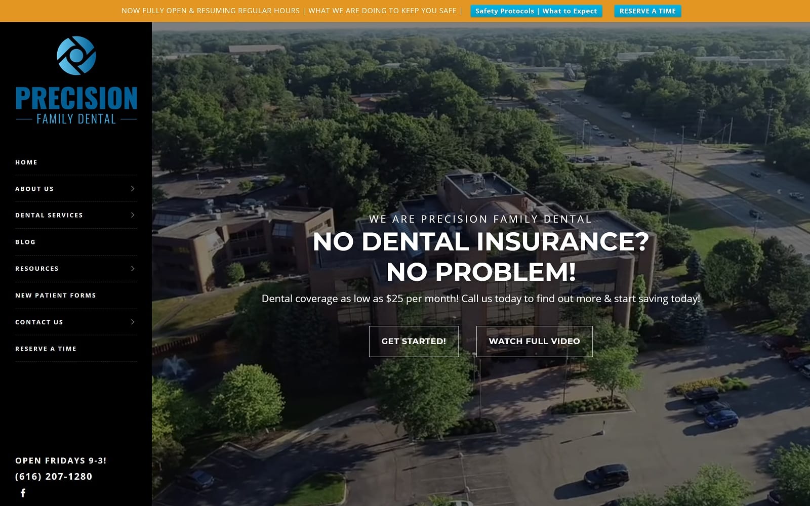 The Screenshot of Precision Family Dental pfdgr.com Dr. Adam Piotrowski Website