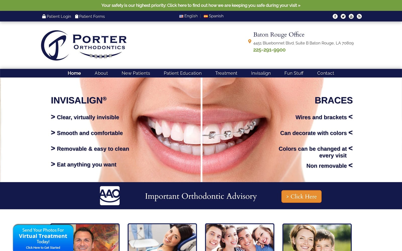 The Screenshot of Porter Orthodontics porterbraces.com Dr. Joseph Porter Website