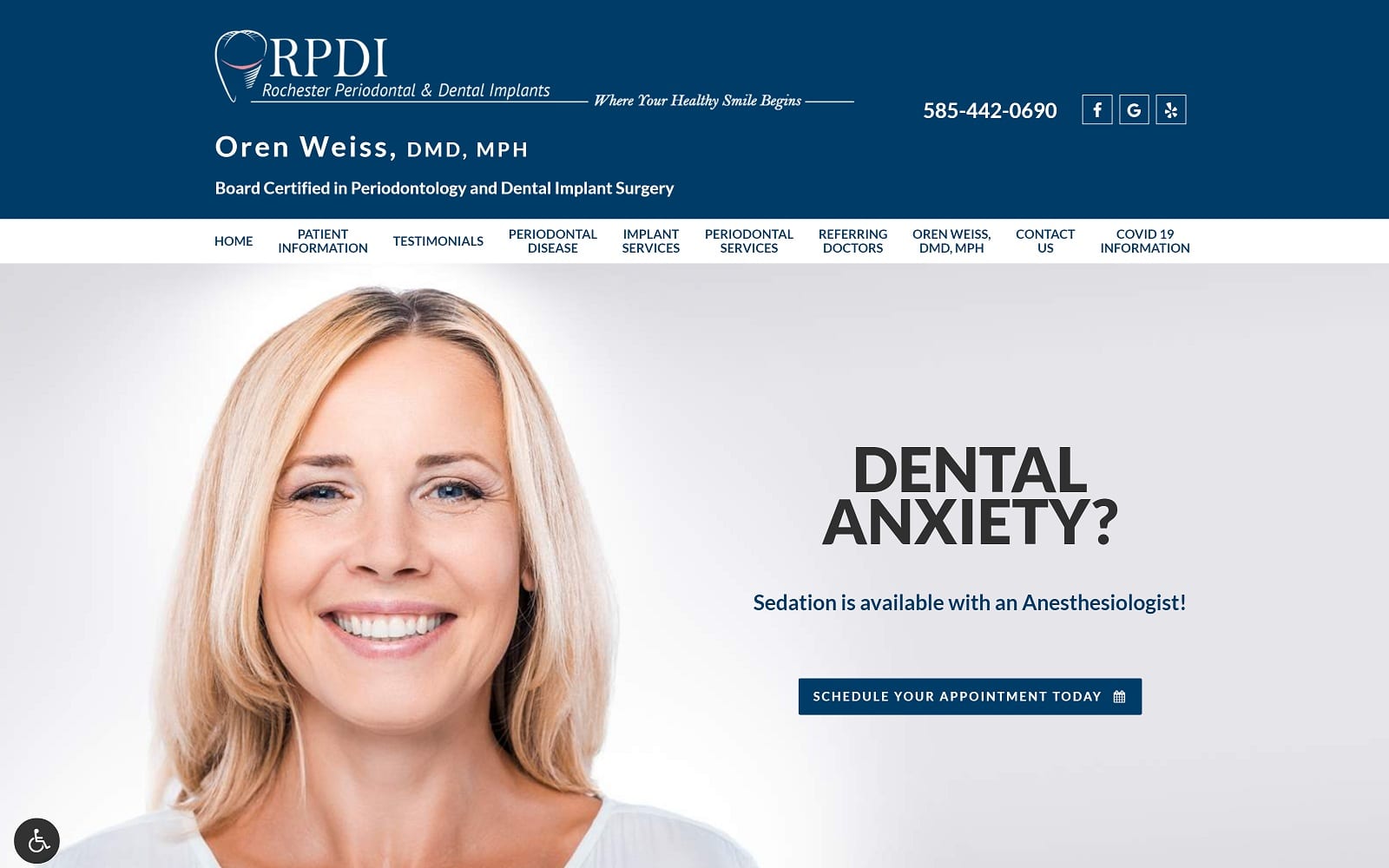 The Screenshot of Rochester Periodontal & Dental Implants rochesterperiodontal.com Dr. Oren Weiss Website