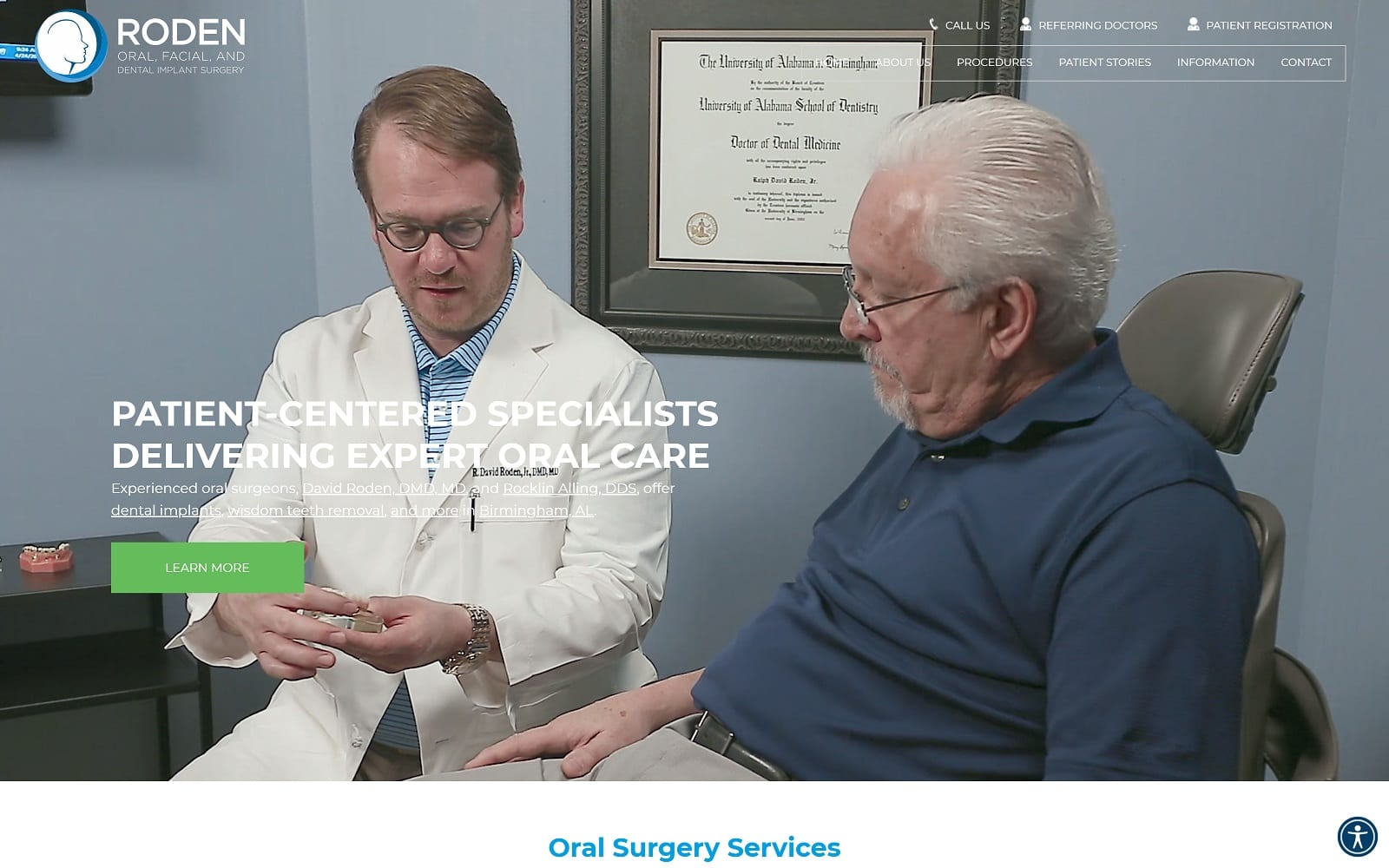 The Screenshot of Roden Oral, Facial, and Dental Implant Surgery rodenoralsurgery.com
