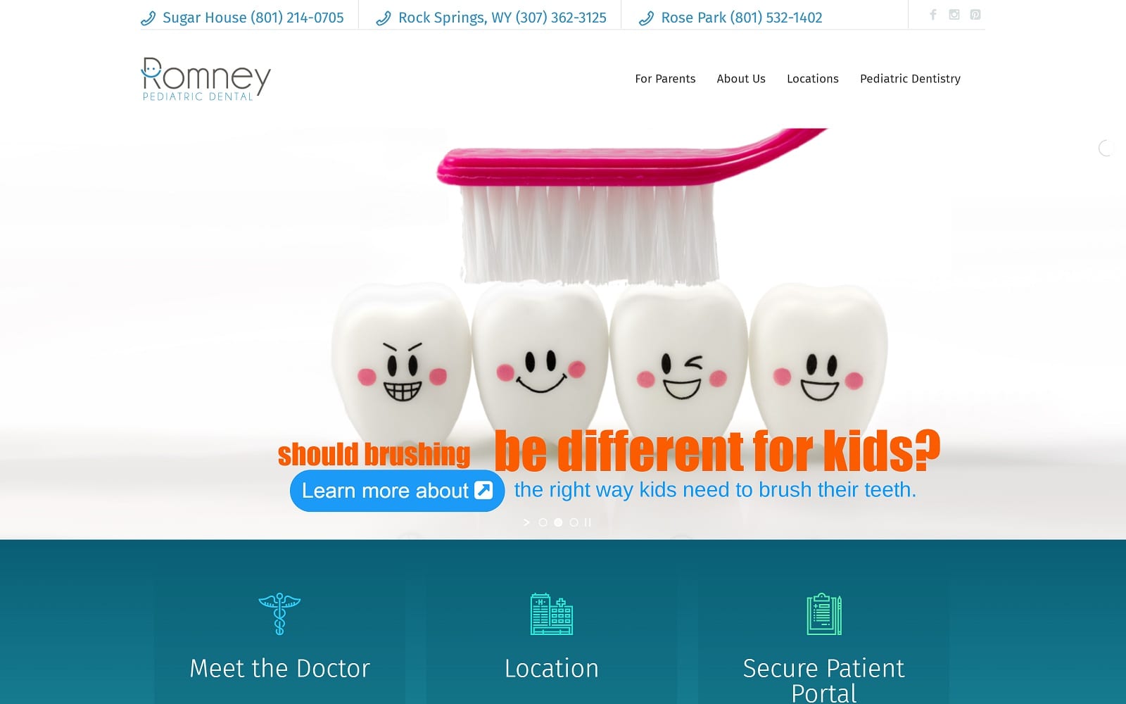 The Screenshot of Romney Pediatric Dental romneypediatricdental.com Website