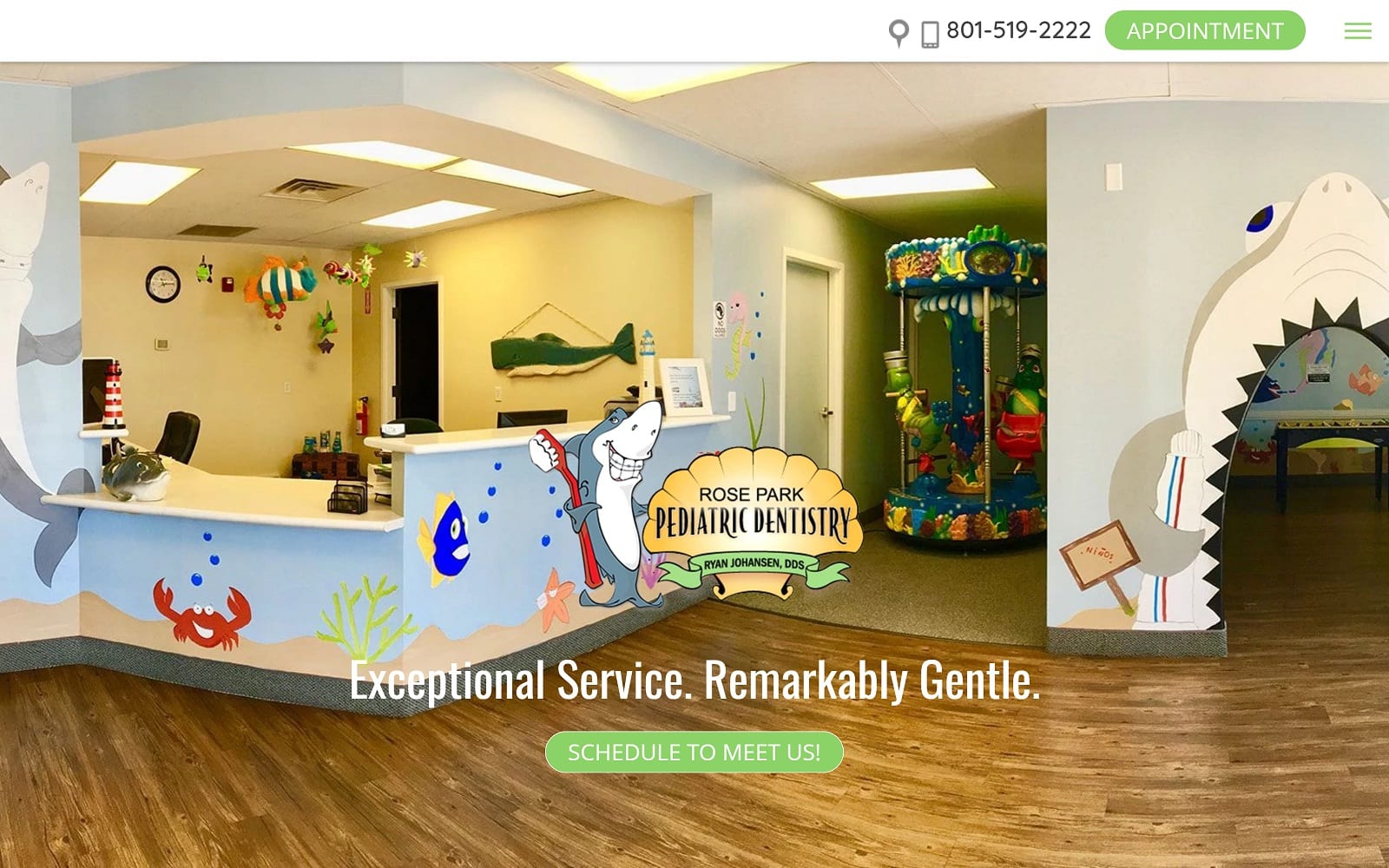 The Screenshot of Rose Park Pediatric Dental roseparkpediatricdental.com Dr. Ryan Johansen Website
