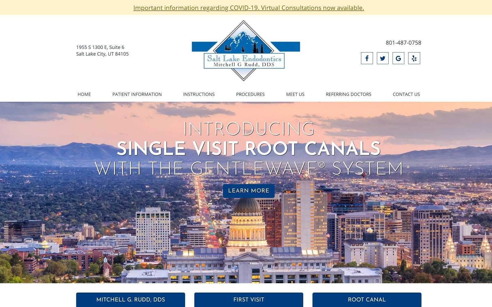The Screenshot of Salt Lake Endodontics PC, Mitchell G Rudd DDS saltlakeendo.com Website