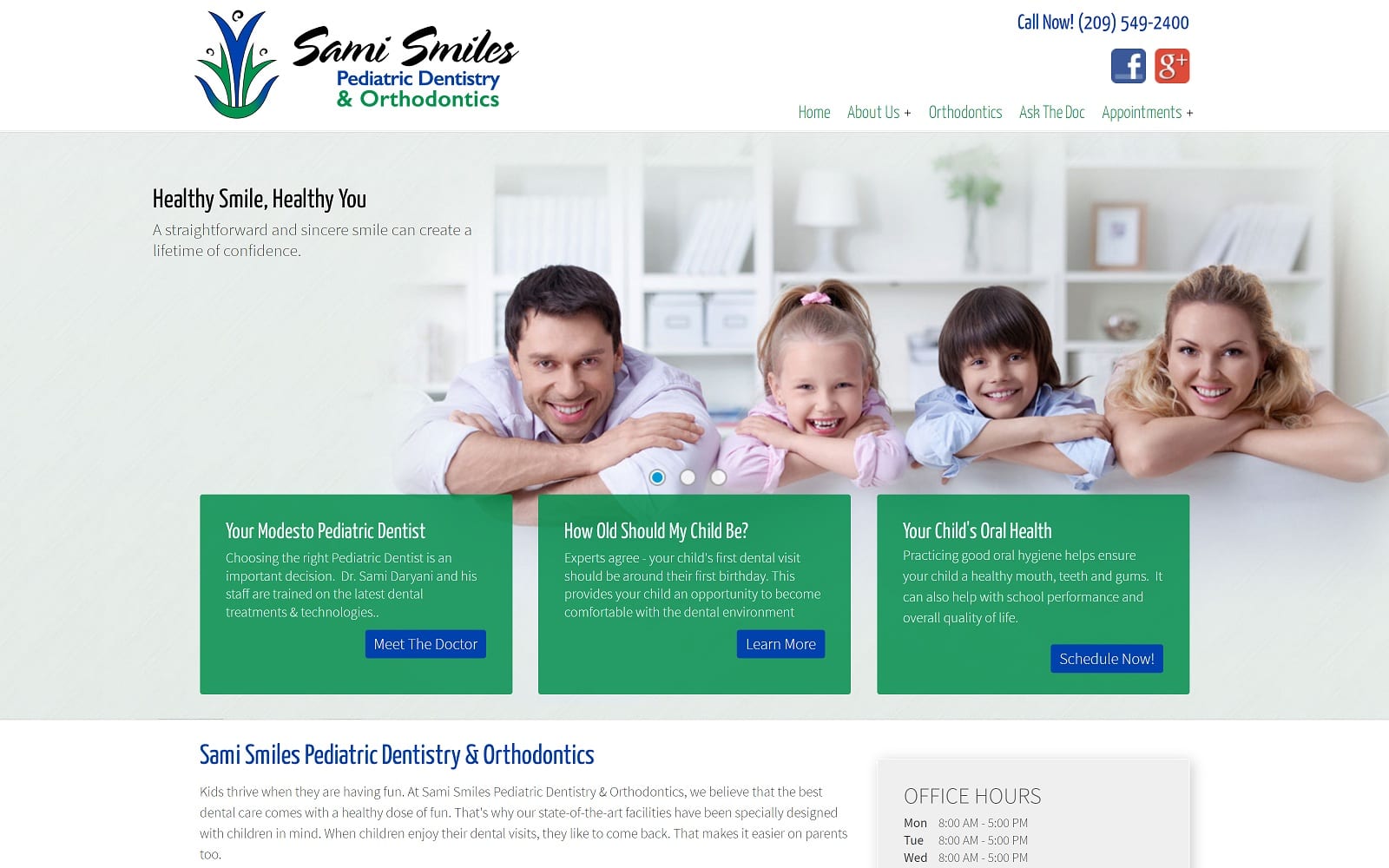 The Screenshot of Sami Smiles Pediatric Dentistry & Orthodontics samismilesdental.com Website