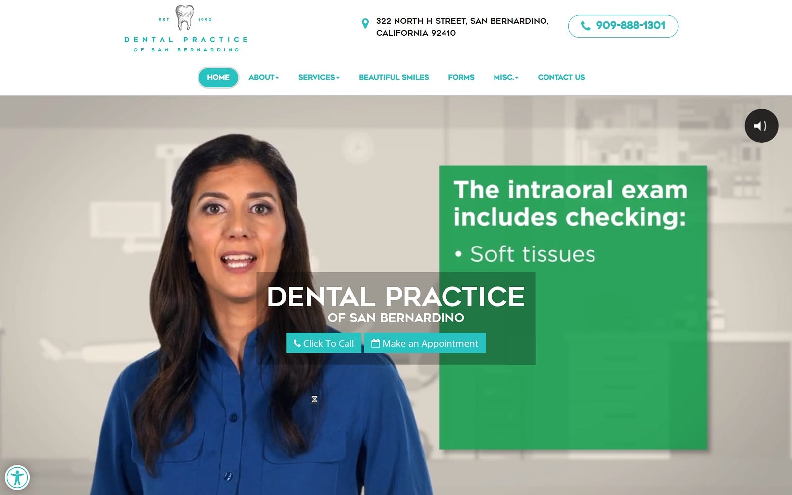 The Screenshot of Dental Practice of San Bernardino sanbernardinofamilydental.com Website