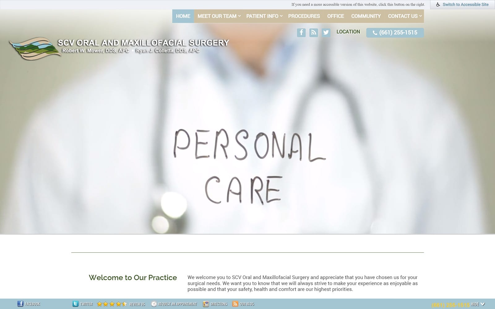 The Screenshot of SCV Oral and Maxillofacial Surgery scvoralsurgery.com Dr. Robert W. Mower Website