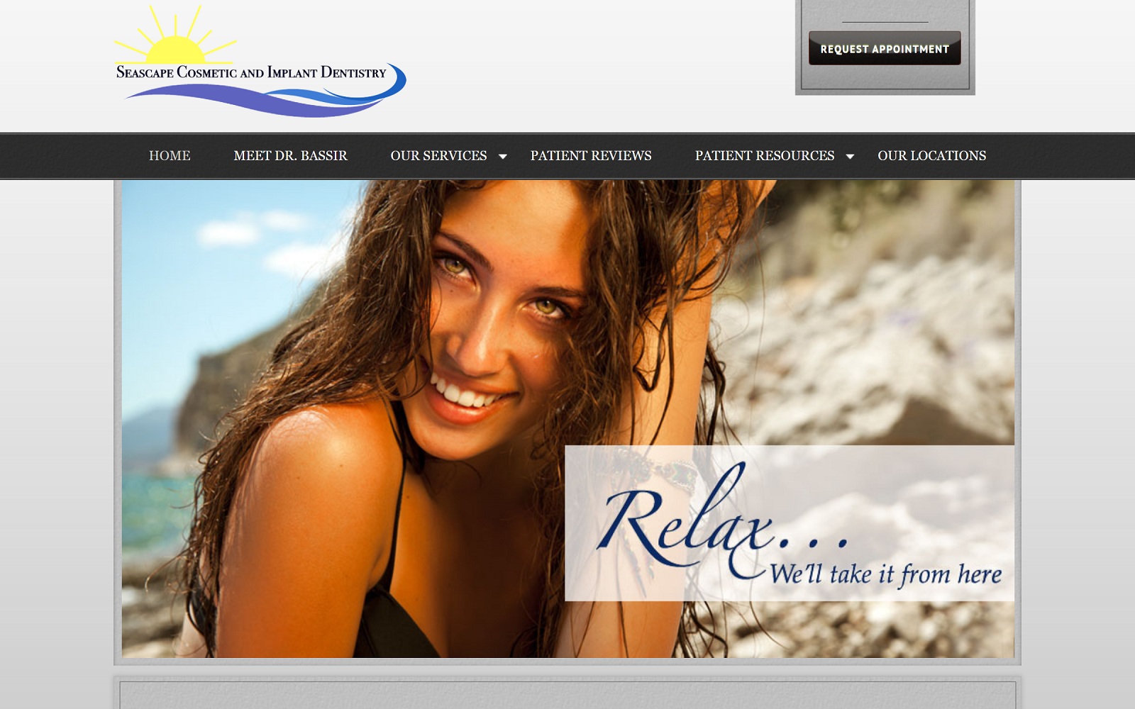 The Screenshot of Seascape Cosmetic and Implant Dentistry seascape-dentistry.com Dr. Bassir Website