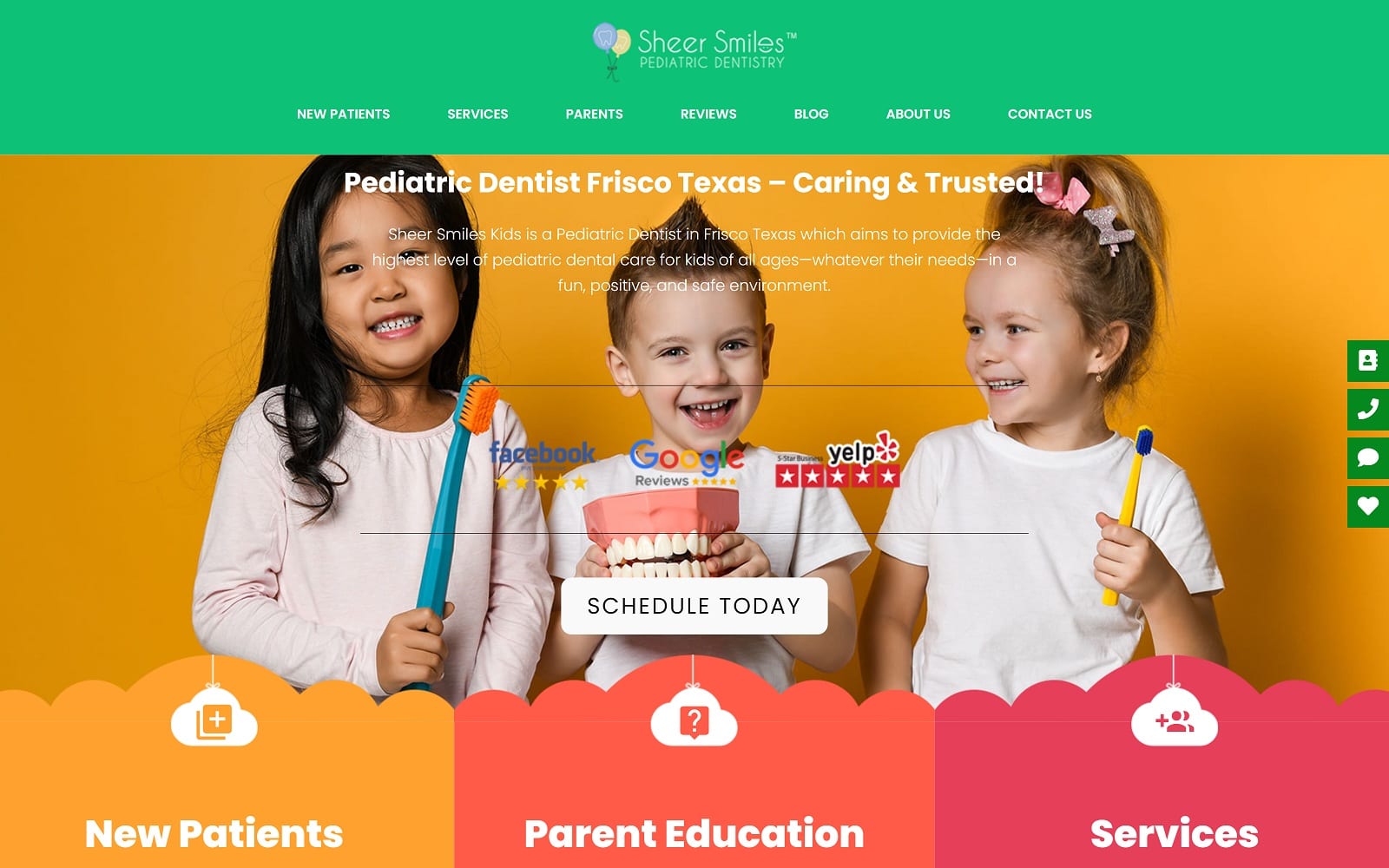The Screenshot of Sheer Smiles Pediatric Dentistry sheersmileskids.com Website