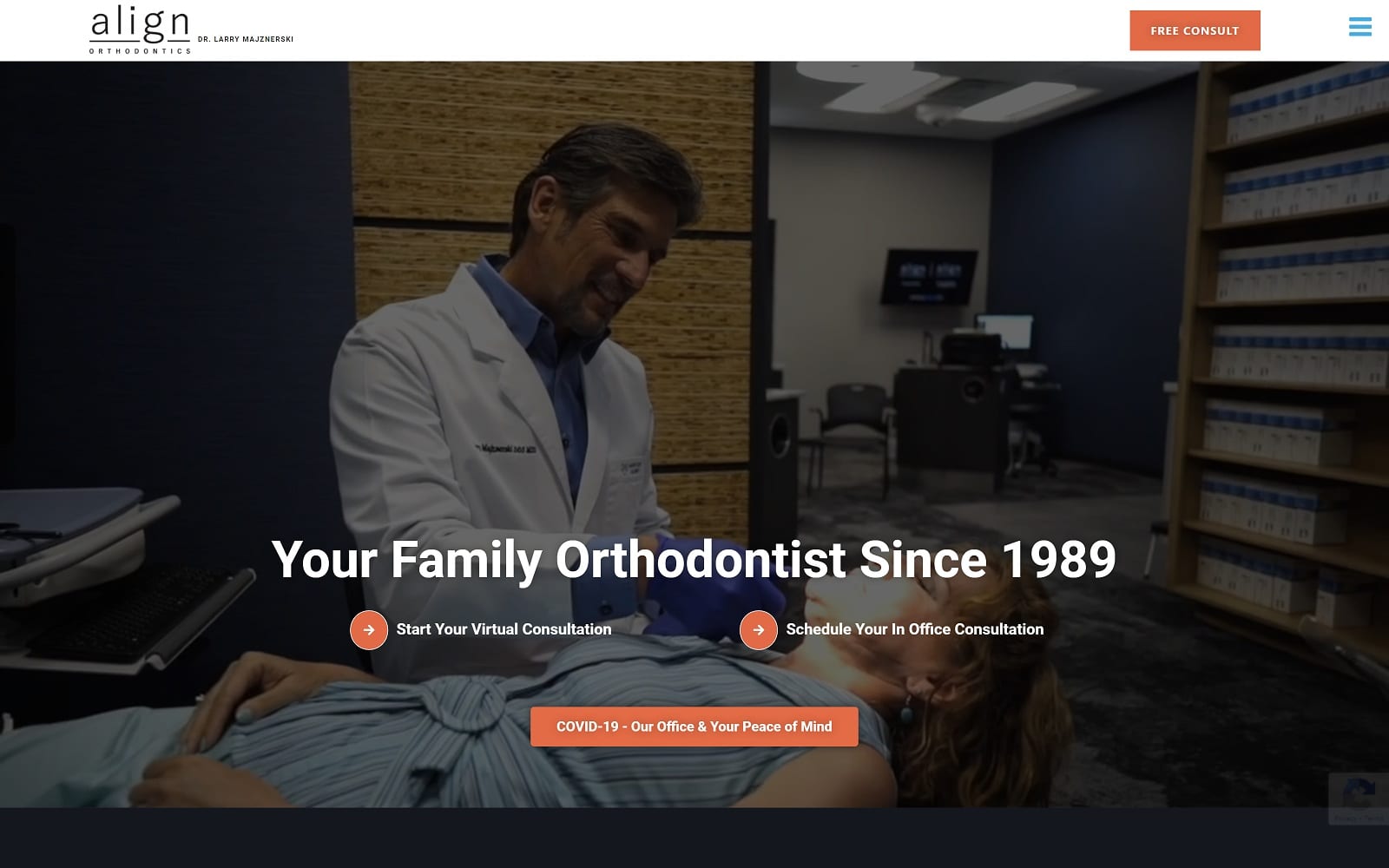 The Screenshot of Larry Majznerski DDS, MSD - Align Orthodontics smilesbydrm.com Website
