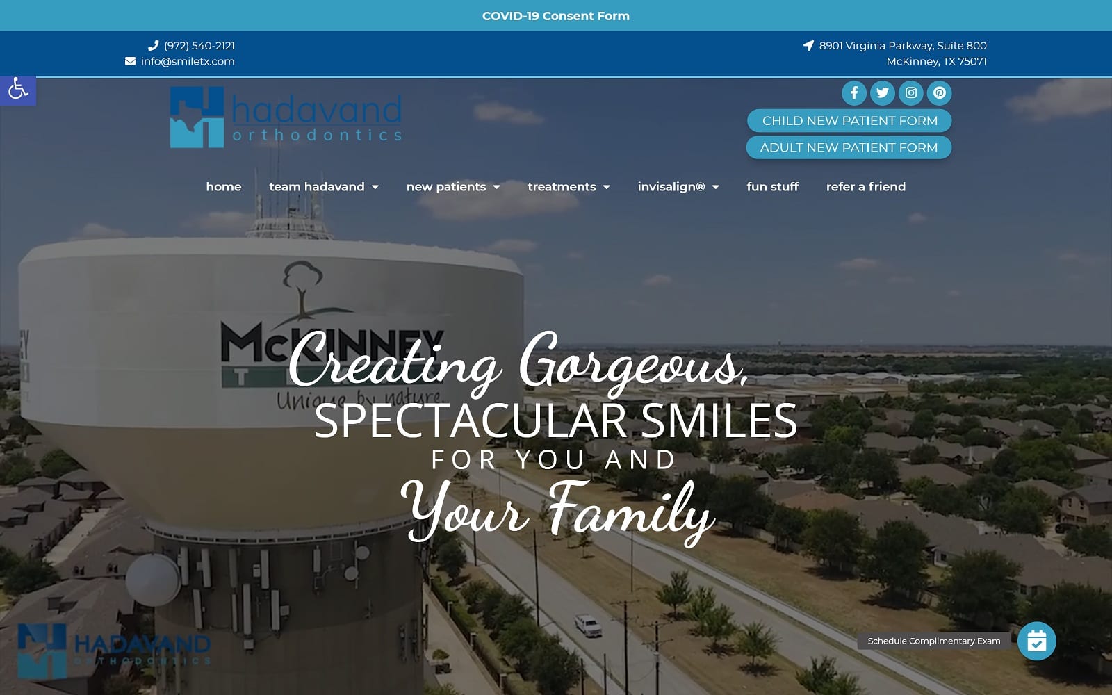 The Screenshot of Hadavand Orthodontics smiletx.com Website