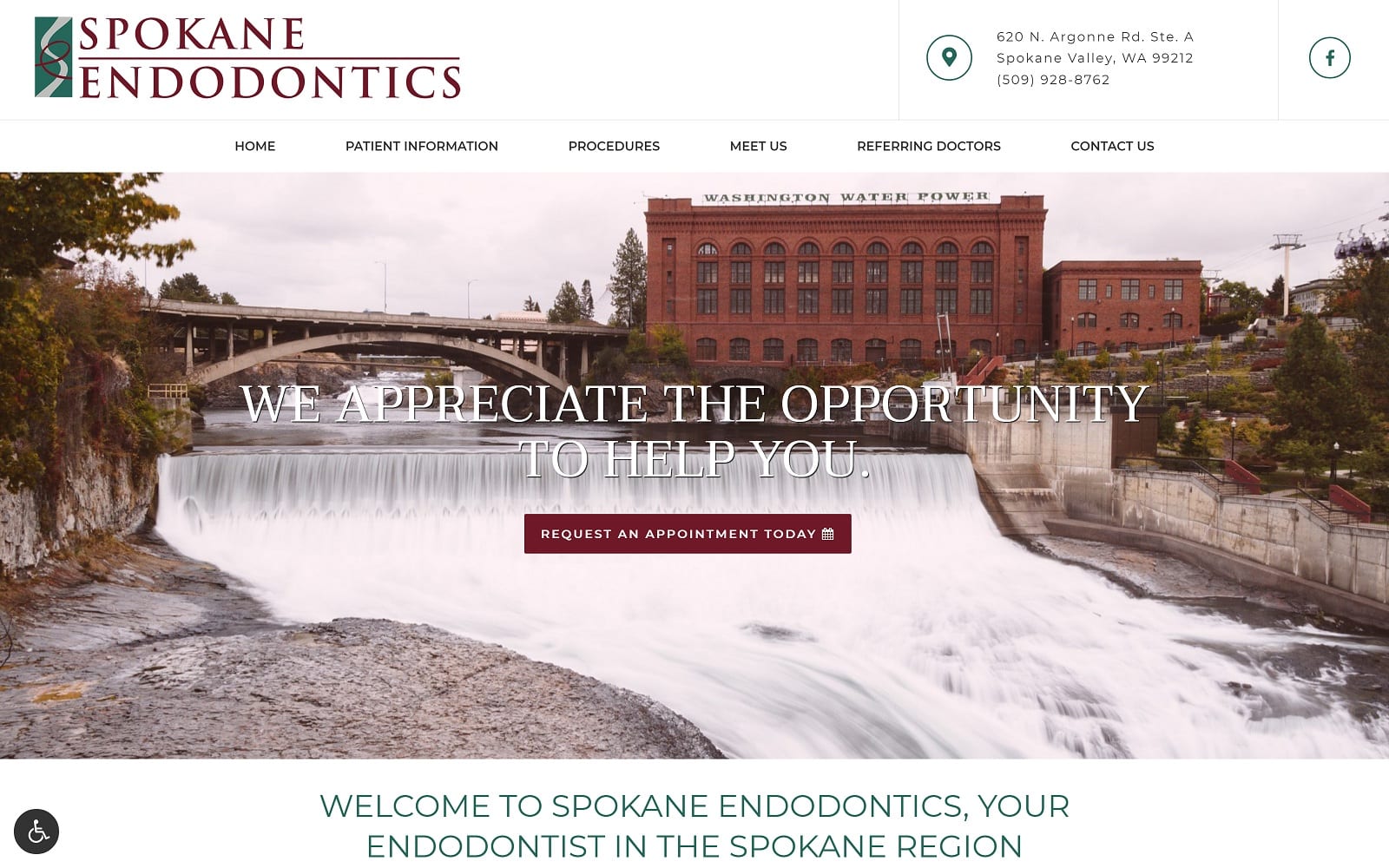 The Screenshot of Spokane Endodontics spokaneendo.com Dr. McKinley, Jr. Website