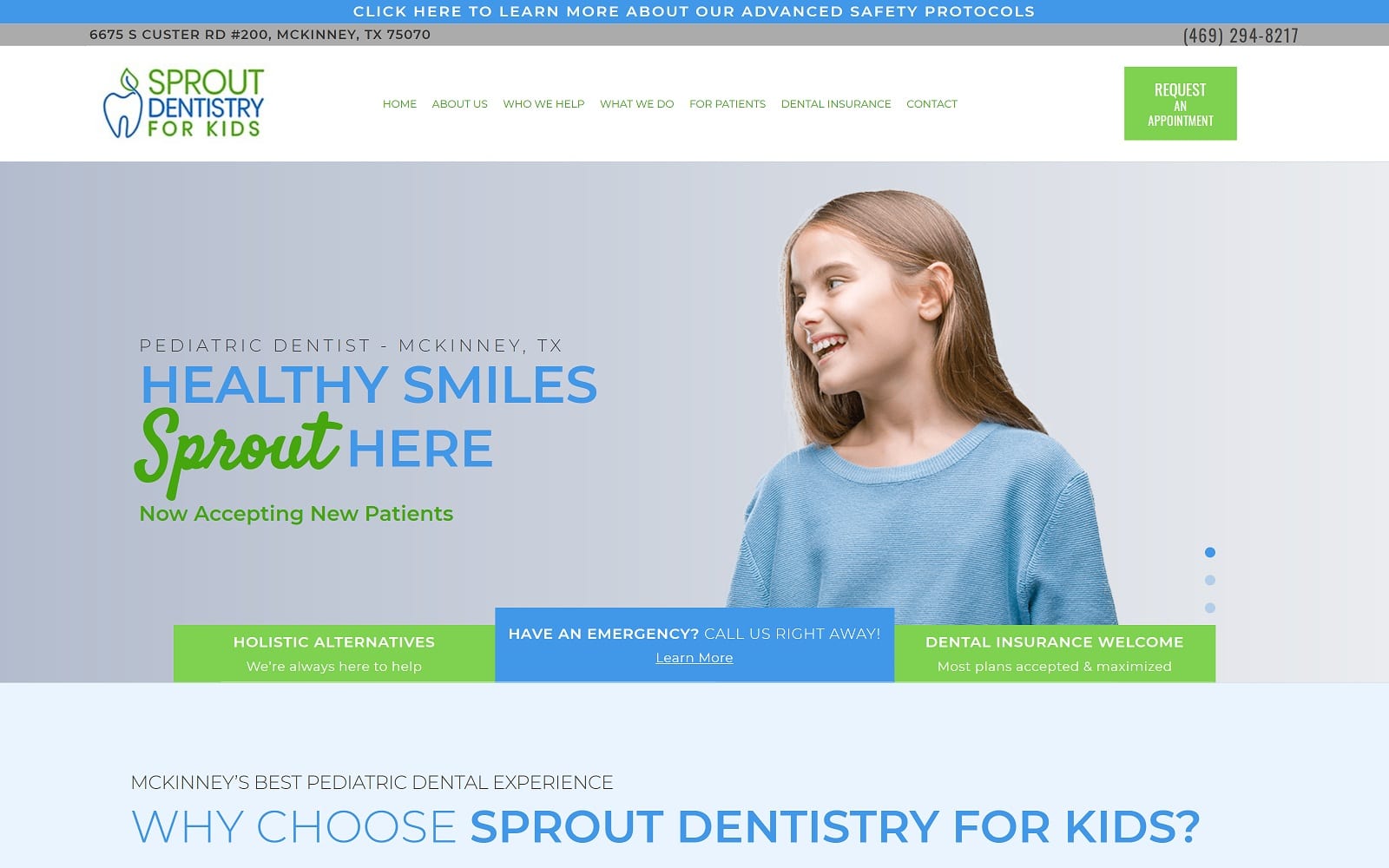 The Screenshot of Sprout Dentistry for Kids sproutdentistryforkids.com Website
