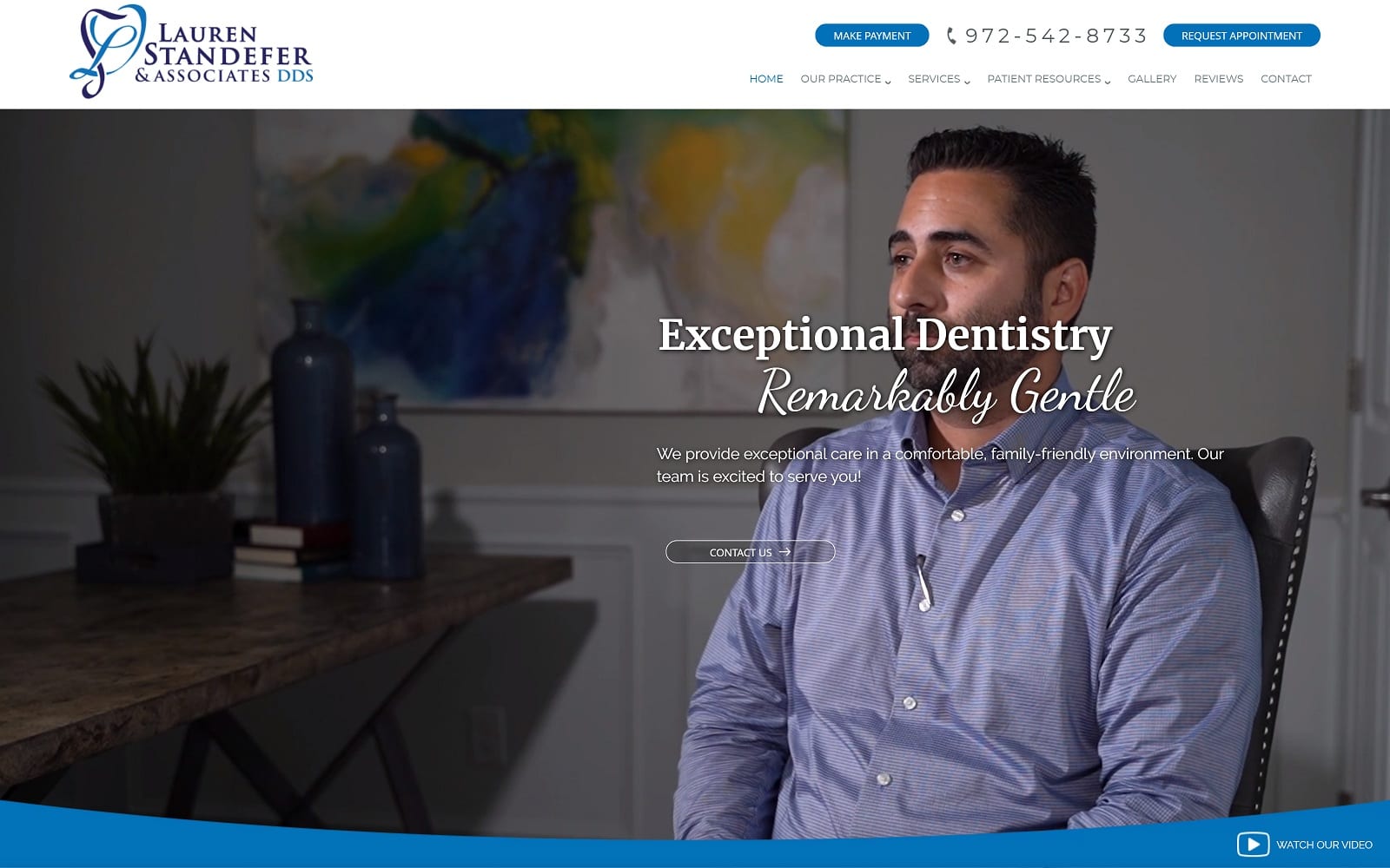 The Screenshot of Lauren Standefer, DDS and Associates standeferdds.com Website