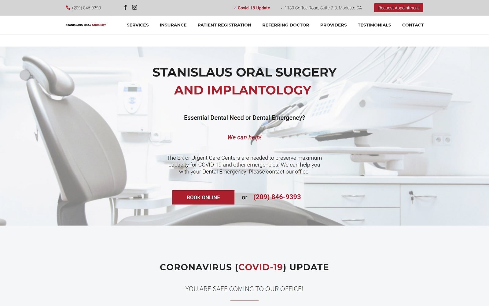 The Screenshot of Stanislaus Oral Surgery & Implantology stanislausoralsurgery.com Website