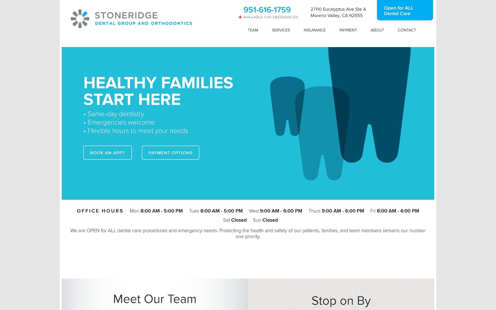 The Screenshot of Stoneridge Dental Group and Orthodontics stoneridgedentalgroup.com Website
