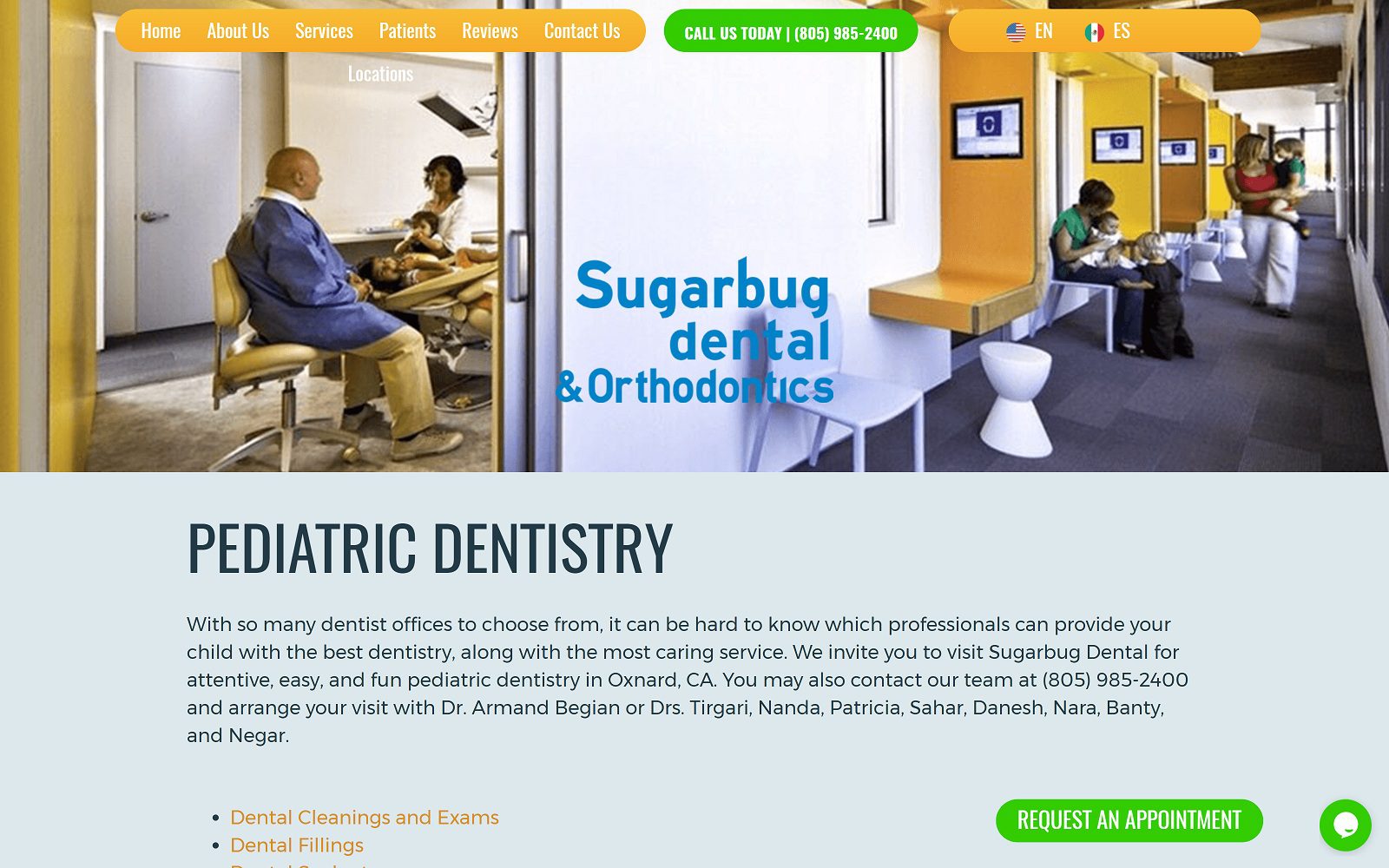 The Screenshot of Sugarbug Dental sugarbugdental.com Dr. Armand Begian Website