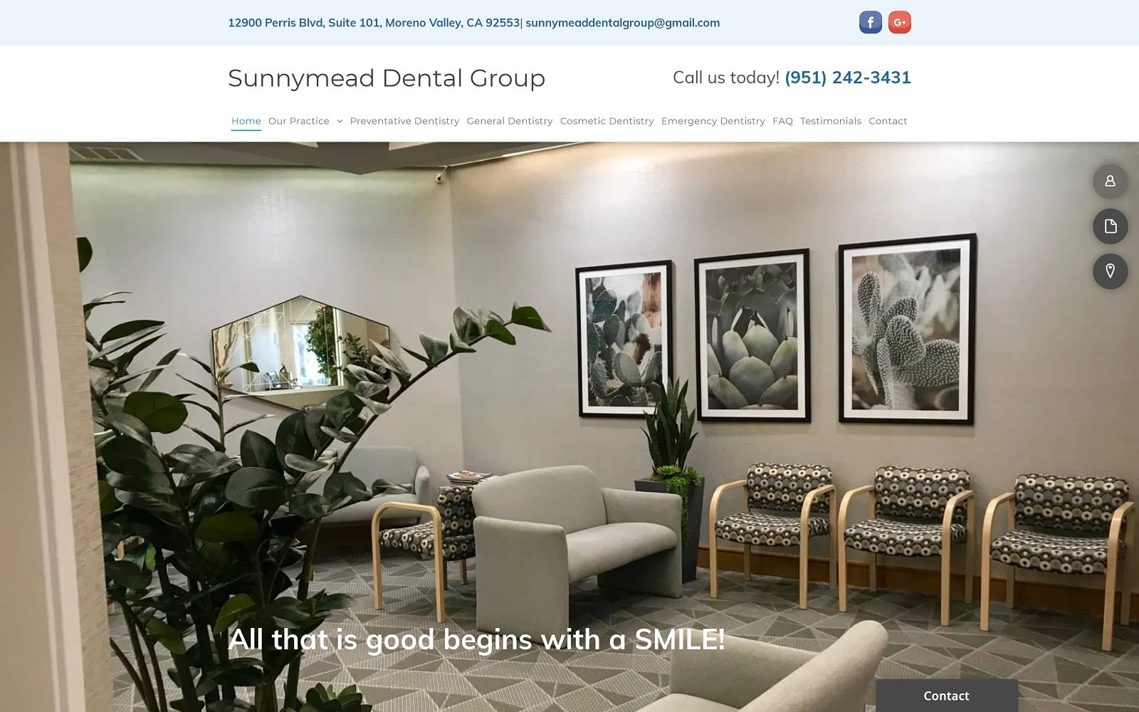 The Screenshot of Sunnymead Dental Group sunnymeaddentalgroup.com Website