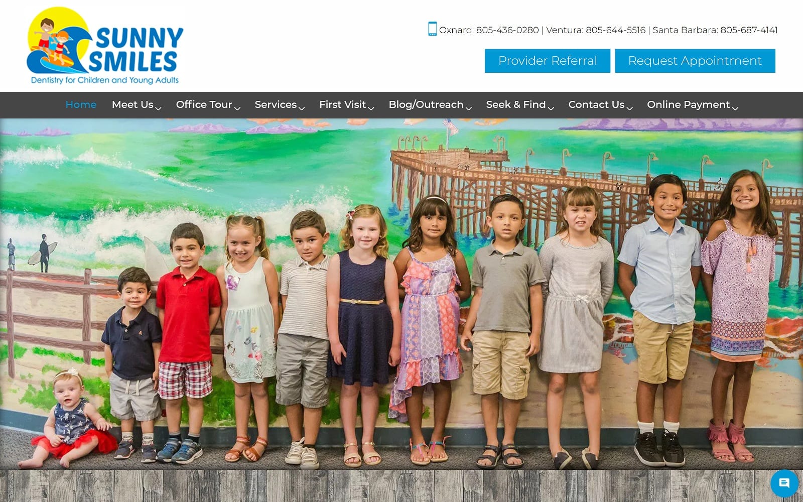 The Screenshot of Sunny Smiles Dentistry for Children and Young Adults - Oxnard sunnysmilesdental.com Website