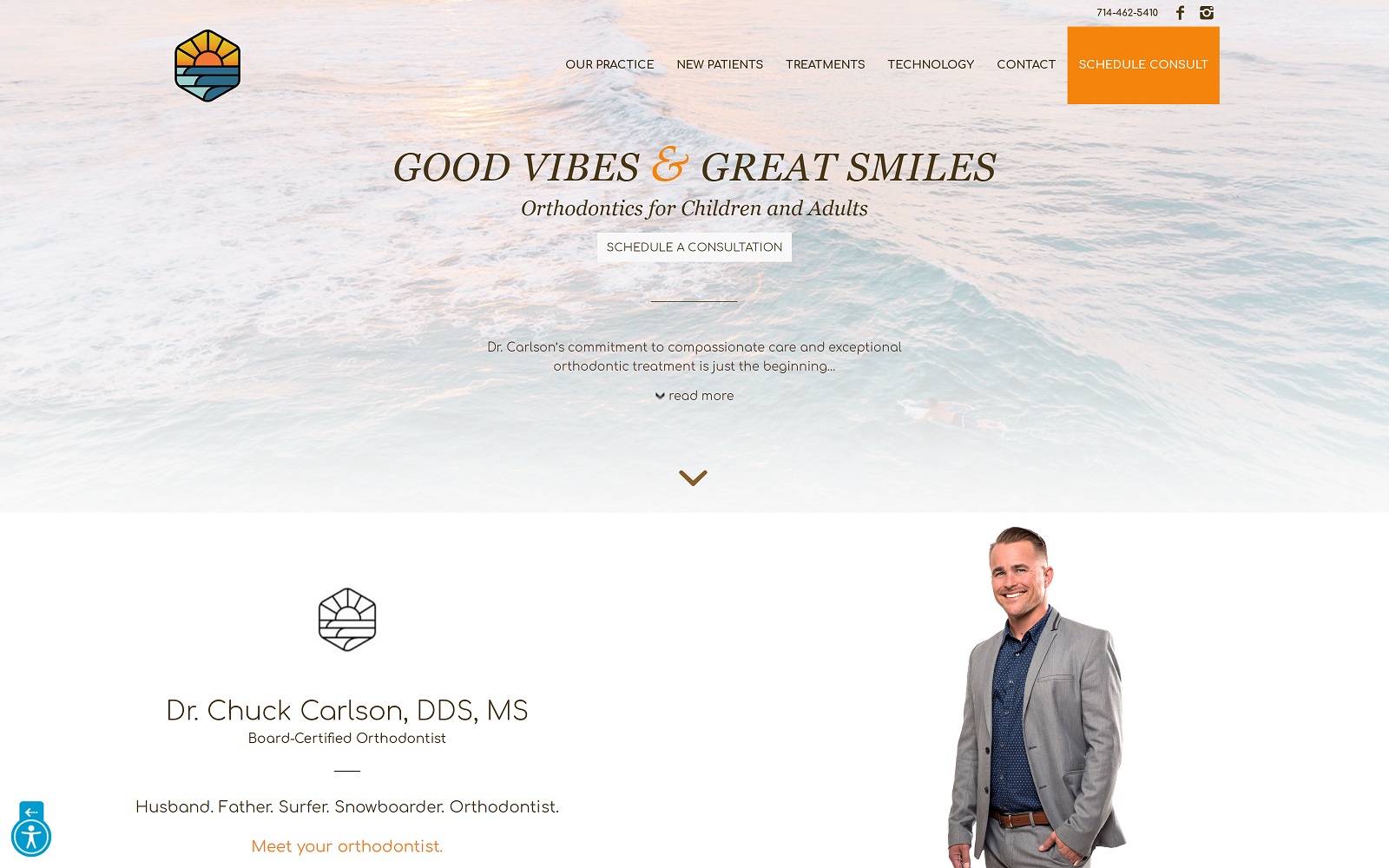 The Screenshot of Surf City Smiles surfcitysmiles.com Dr. Chuck Carlson Website