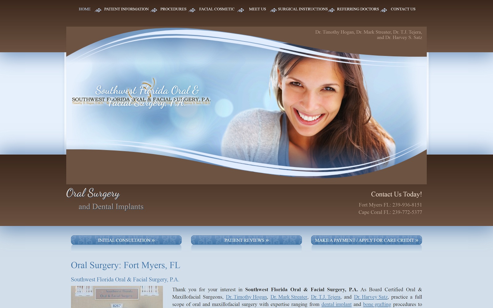 The Screenshot of Southwest Florida Oral and Facial Surgery swfofs.com Website