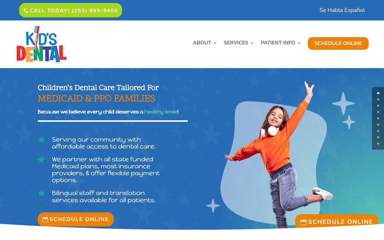 tacomakidsdental.com screenshot