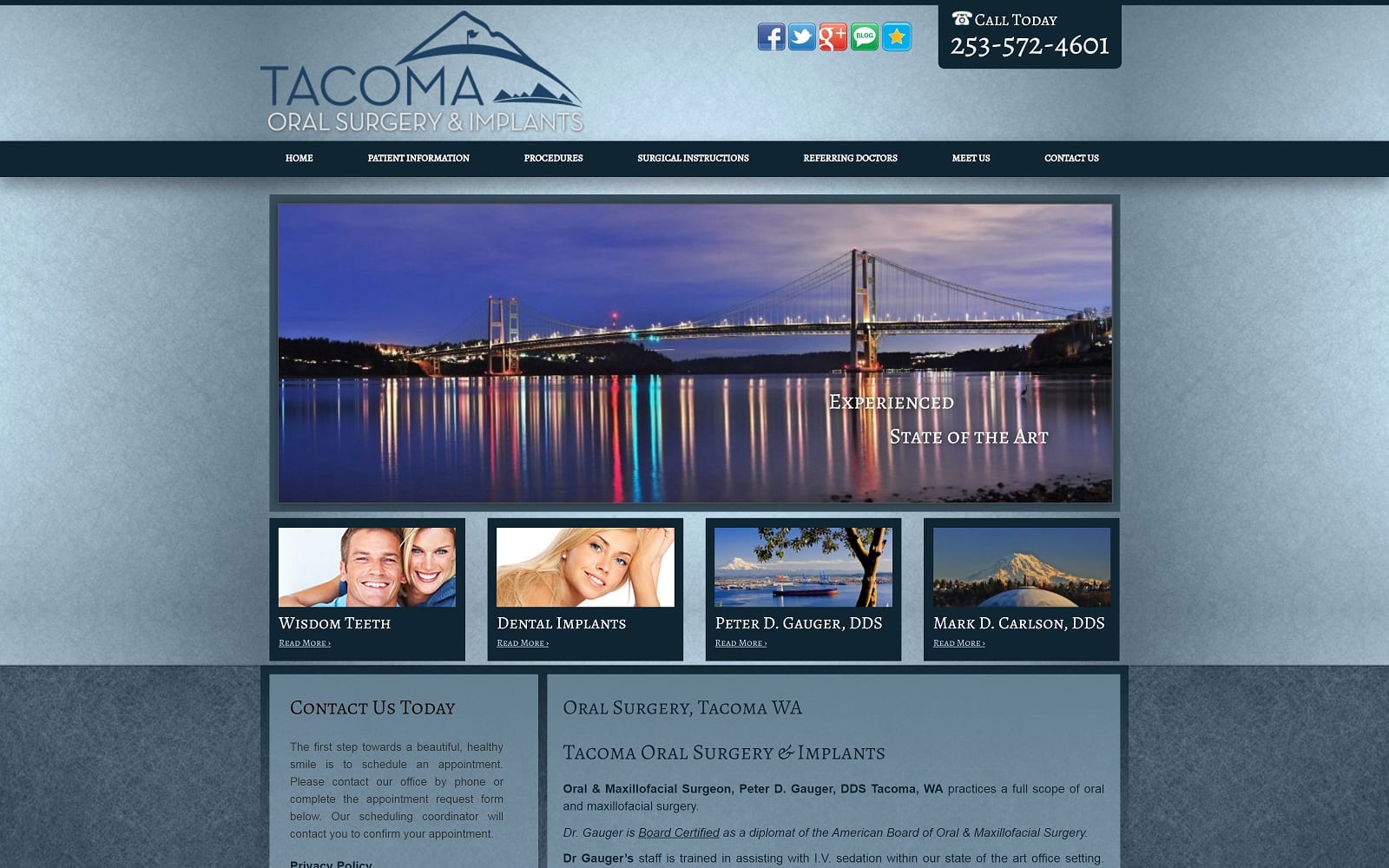 The Screenshot of Tacoma Oral Surgery & Implants - Dr. Peter D Gauger tacomaosi.com Website