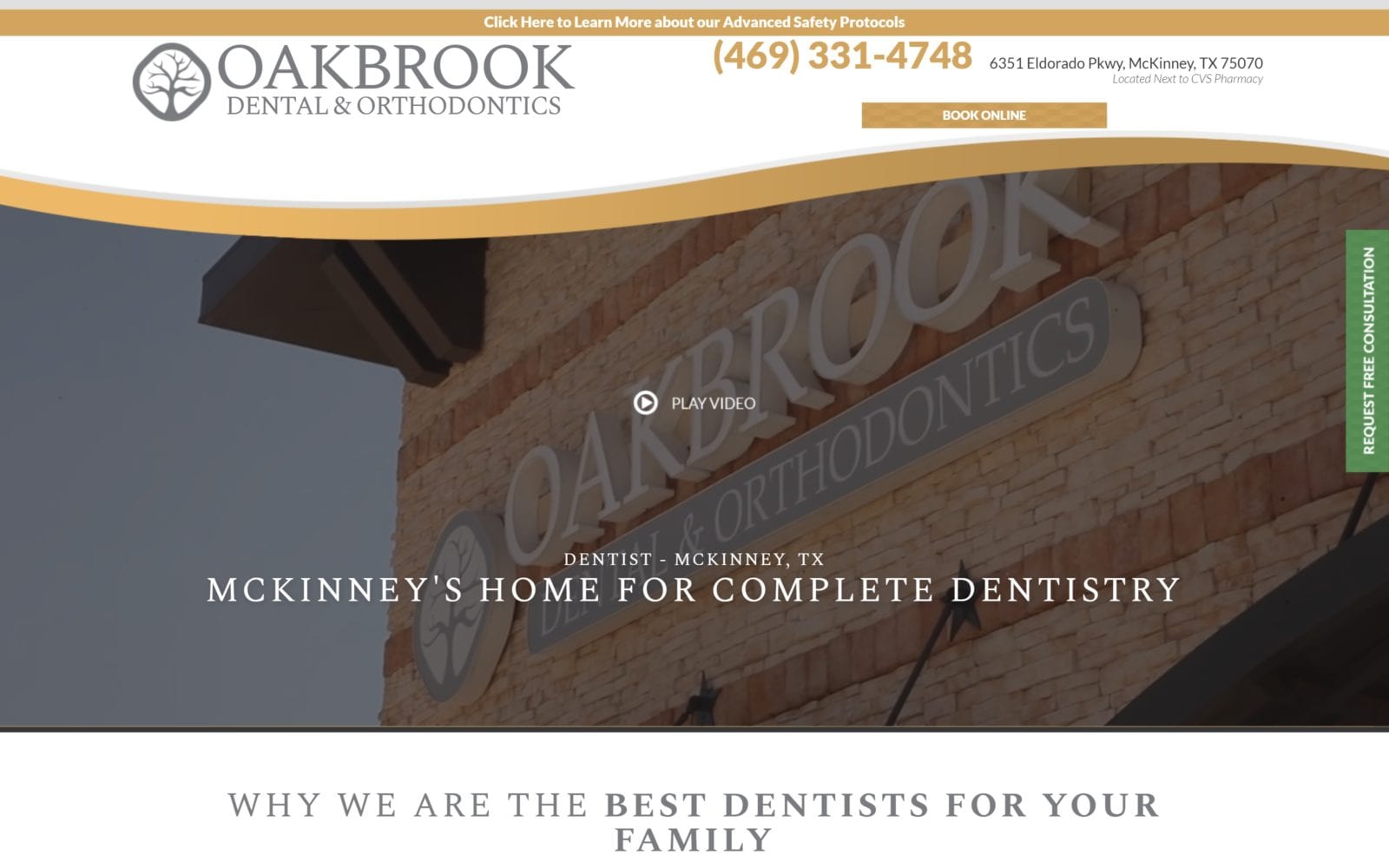 OakBrook Dental and Orthodontics website homepage screenshot (theoakbrookdentist.com)