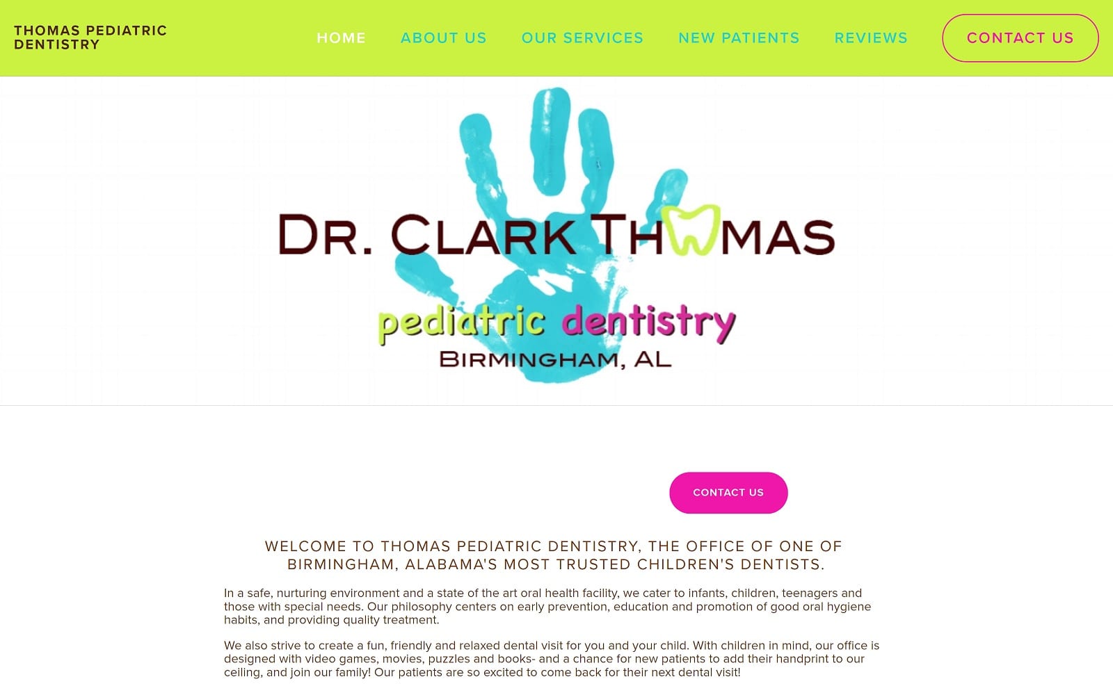 The Screenshot of Dr. Clark Thomas, Pediatric Dentistry thomaspediatricdentistry.com Website