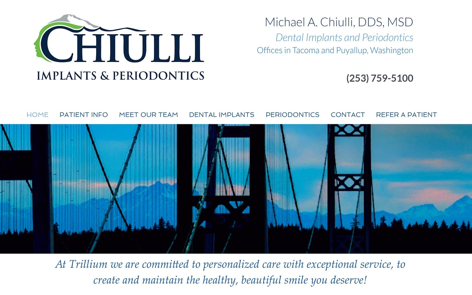 The Screenshot of Chiulli Implants and Periodontics trilliumdentalspecialists.com Dr. Michael A. Chiulli Website