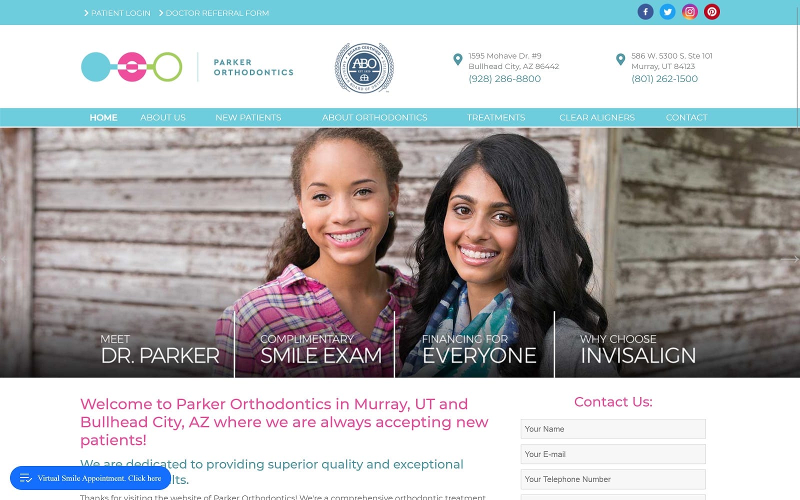 Website homepage screenshot of utahsmiles.com