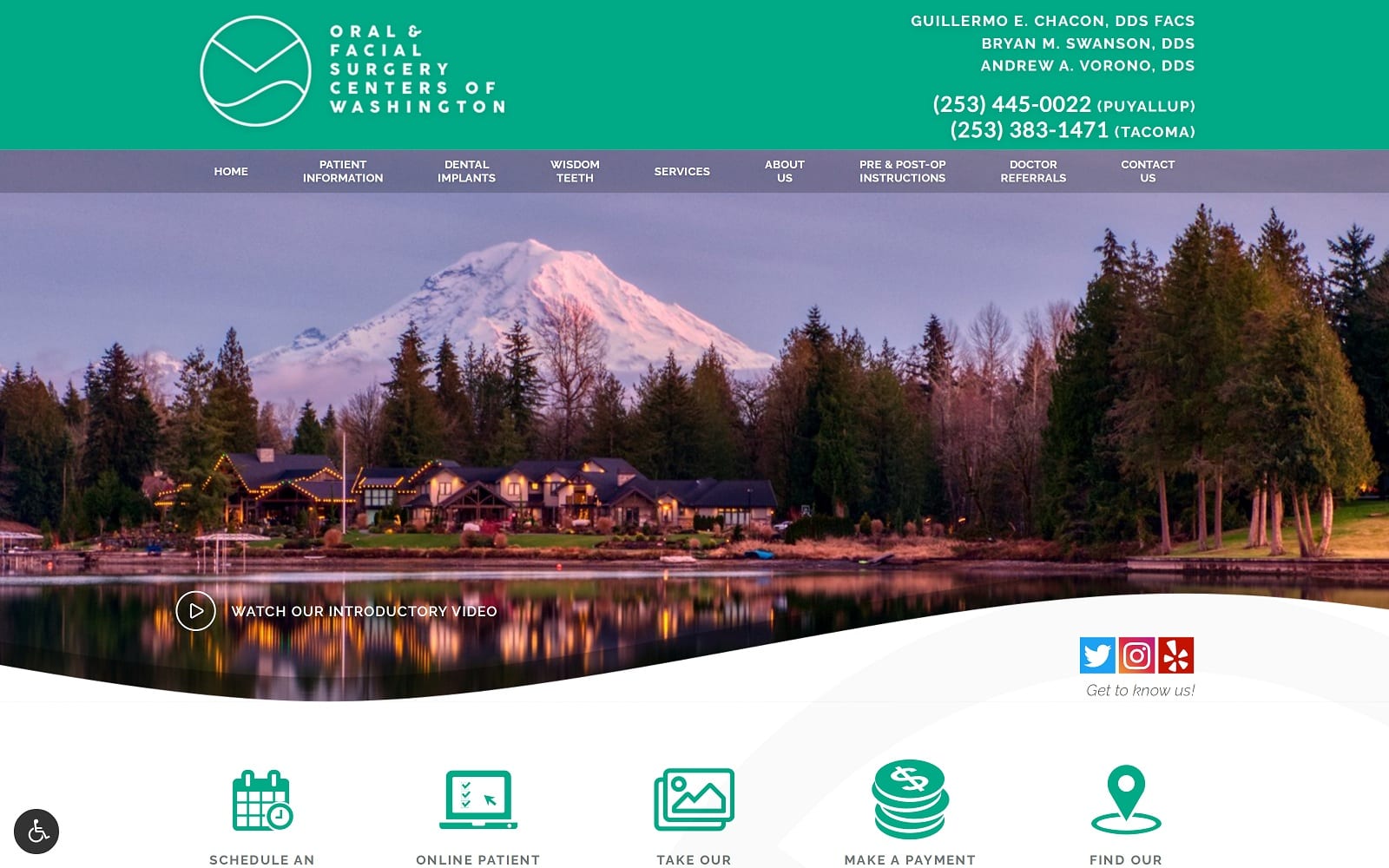 The Screenshot of Oral & Facial Surgery Centers of Washington wacenters.com Dr. Guillermo E. Chacon Website