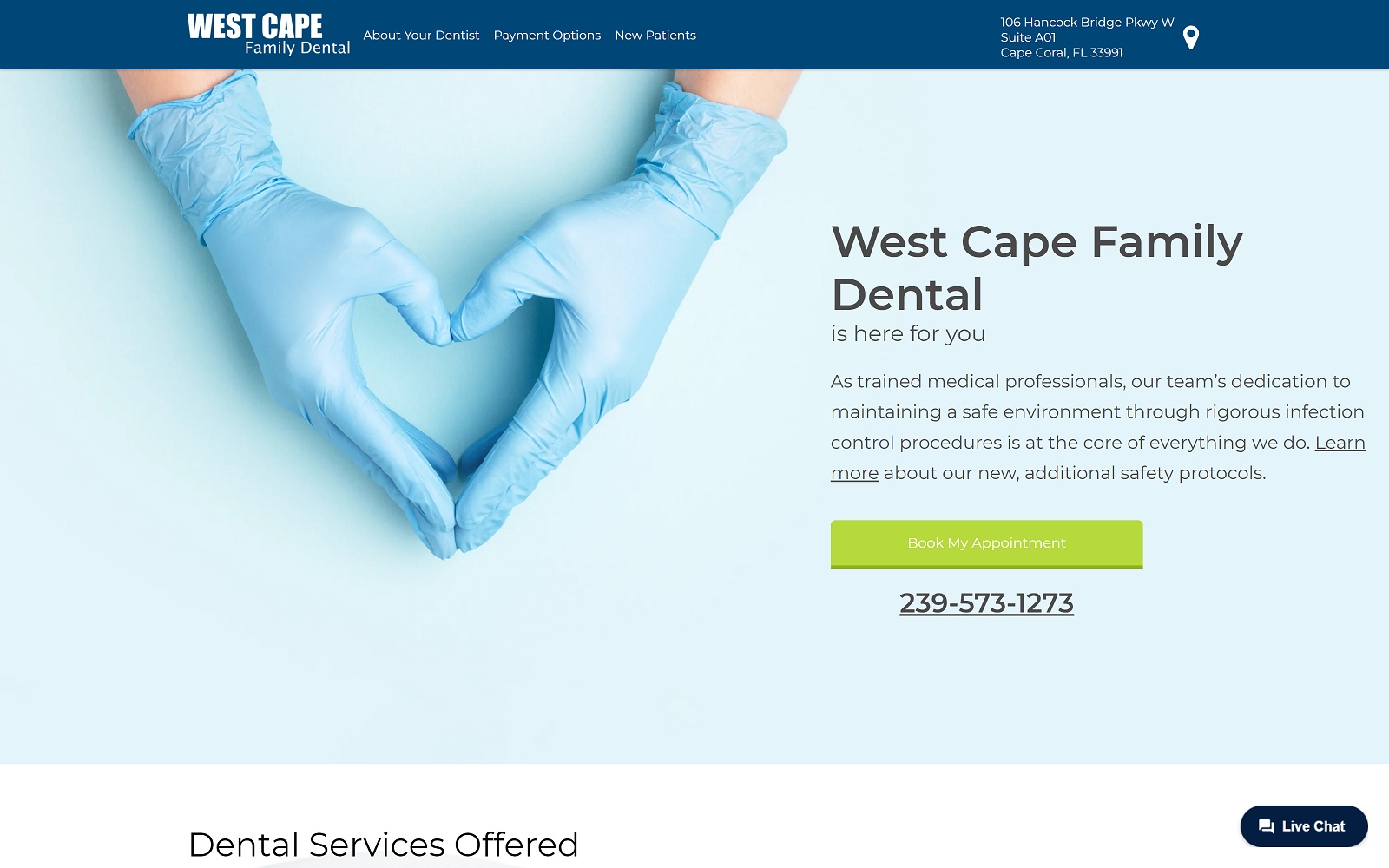 The Screenshot of West Cape Family Dental westcapefamilydental.com Website