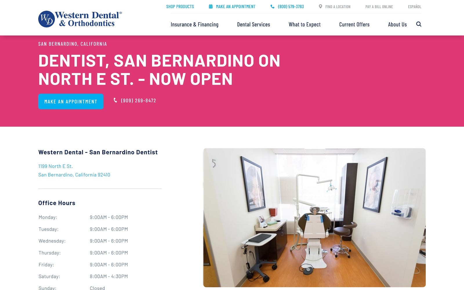 The Screenshot of Western Dental & Orthodontics westerndental.com/en-us/find-a-location/california/san-bernardino/1199-north-e-st Website
