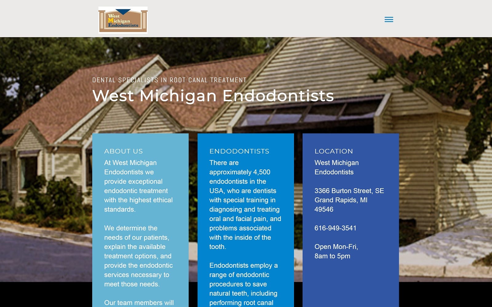 West Michigan Endodontists website homepage screenshot (wm-endo.com)