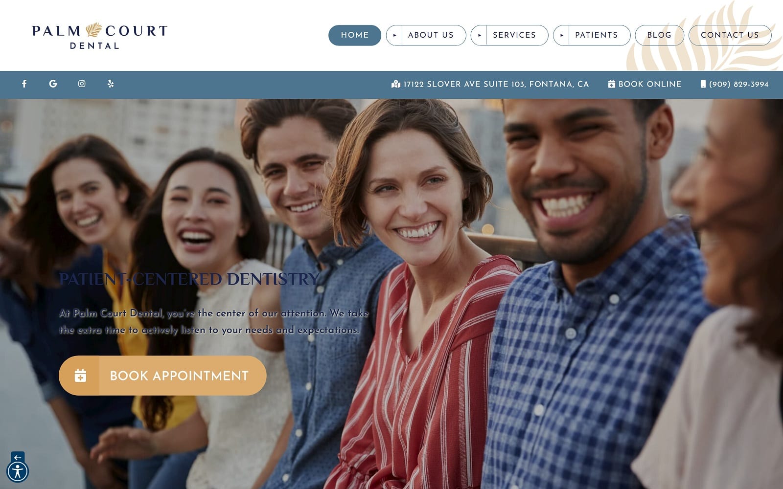 The Screenshot of Palm Court Dental: Ricky Chung, DDS palmcourtdental.com Website